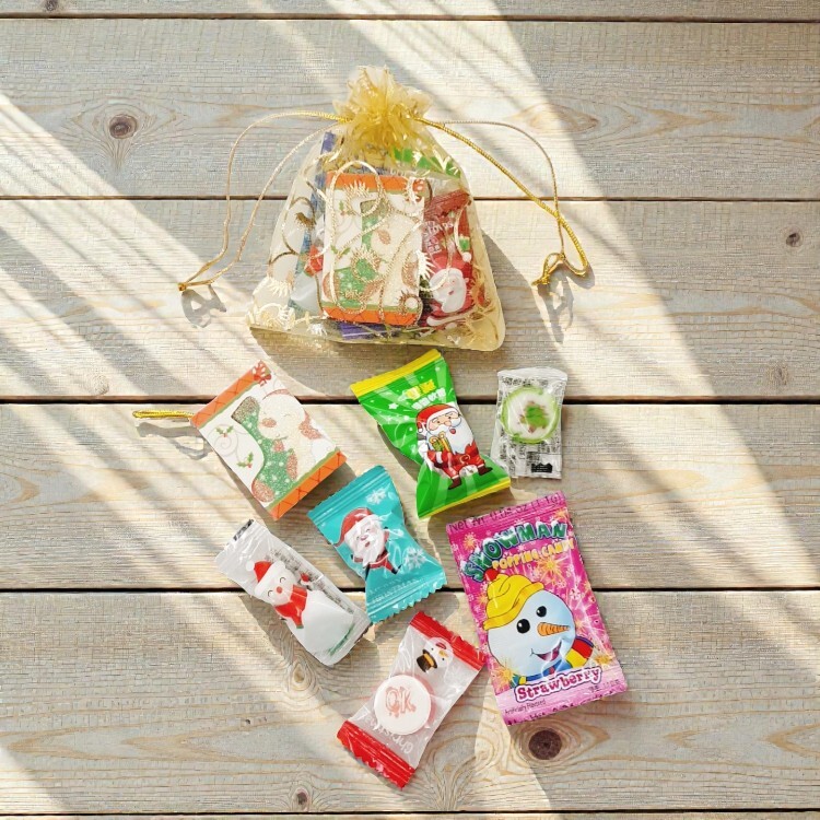 燙金金色紗袋聖誕糖果包,聖誕糖果,網路推薦聖誕糖果,創意聖誕糖果,送小朋友聖誕糖果,桃園聖誕糖果