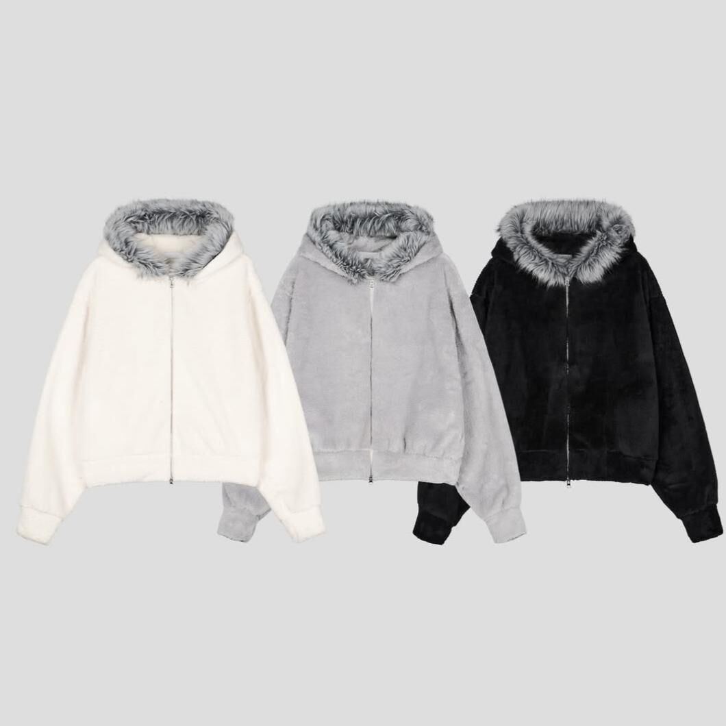 毛毛帽拉鍊外套 JK2742