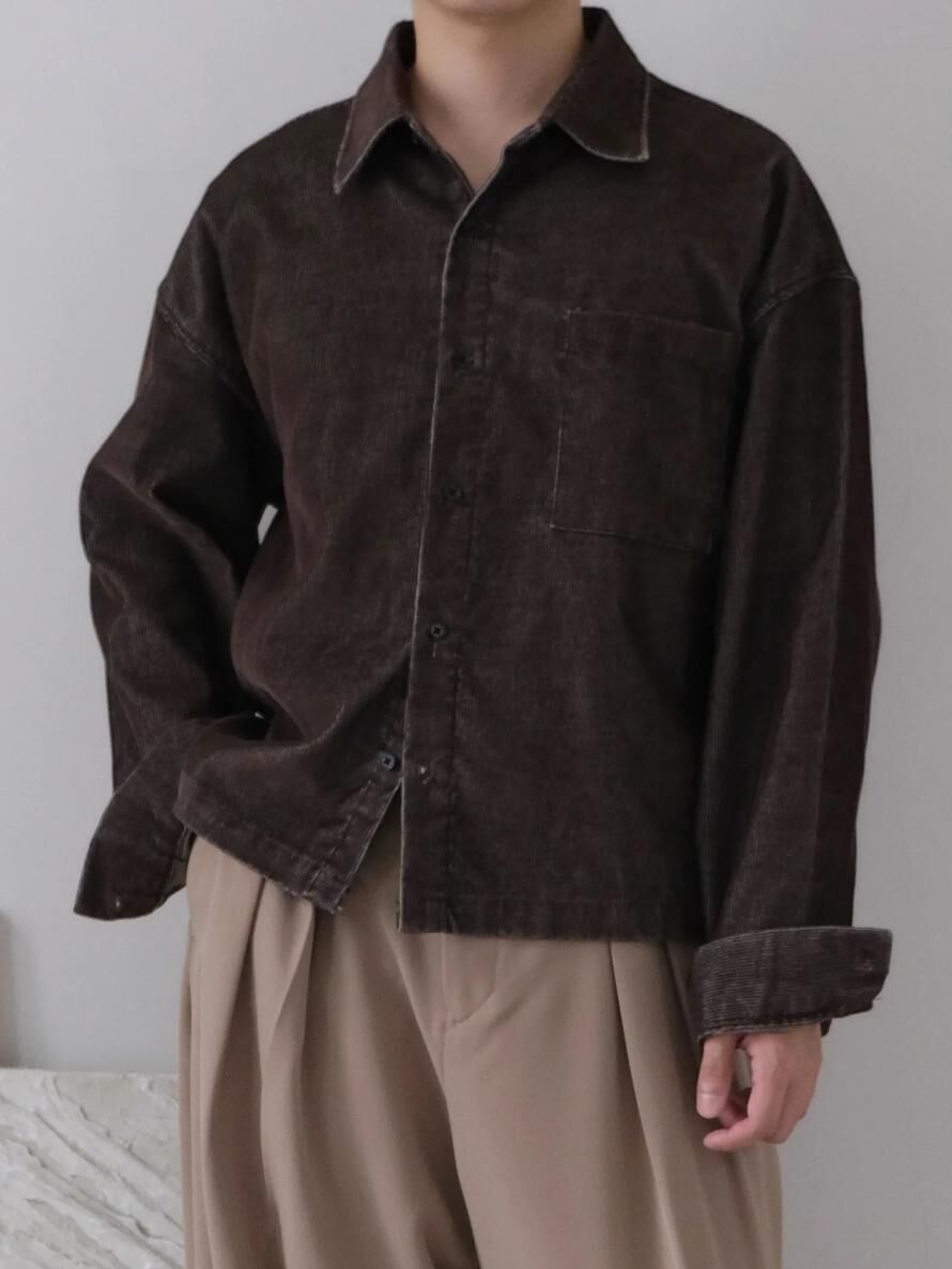 淨色暗直紋長袖恤衫 S2463