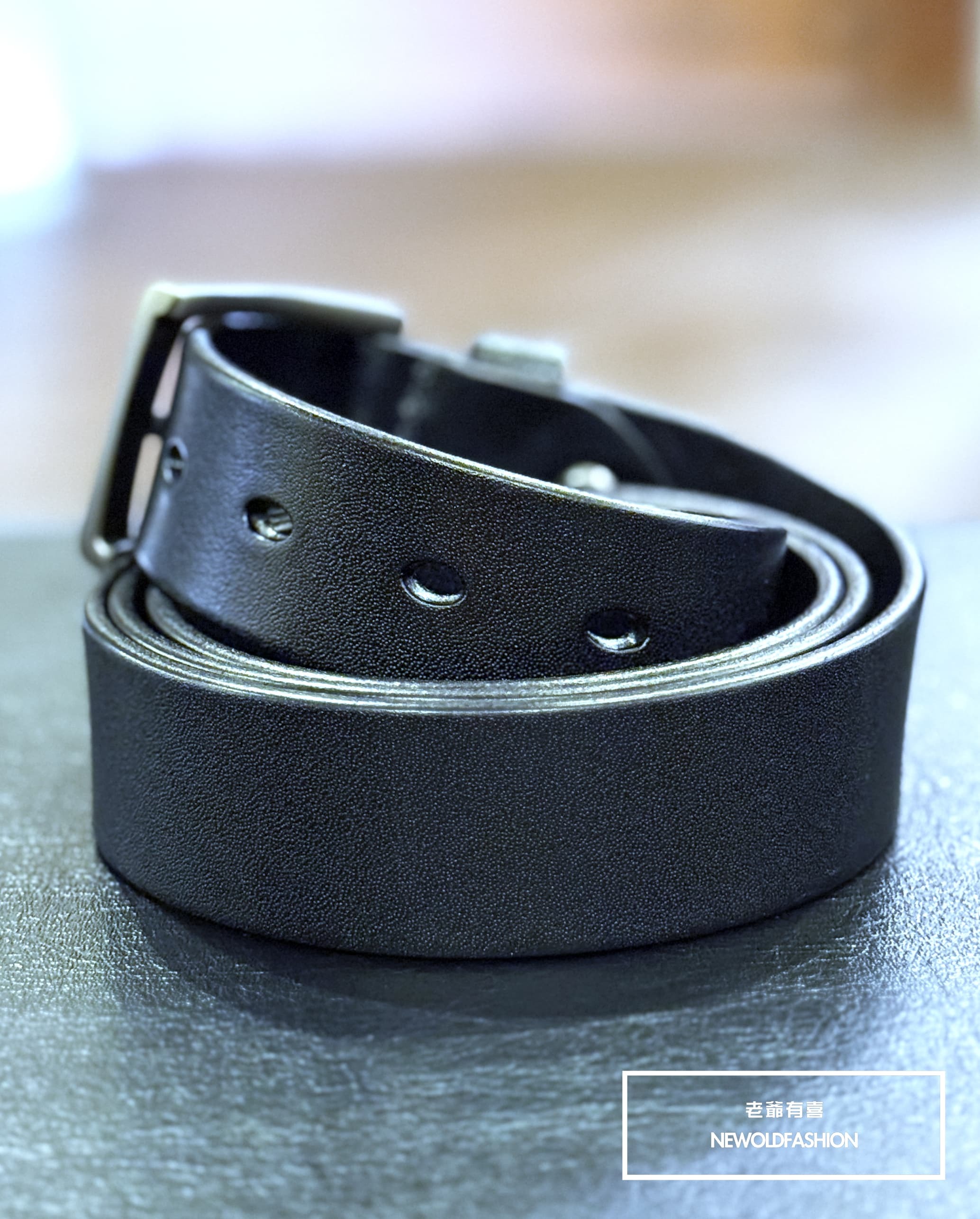 『新品上市』重磅簡約素面釘釦頭層牛皮皮帶(NOF2511N812)-黑