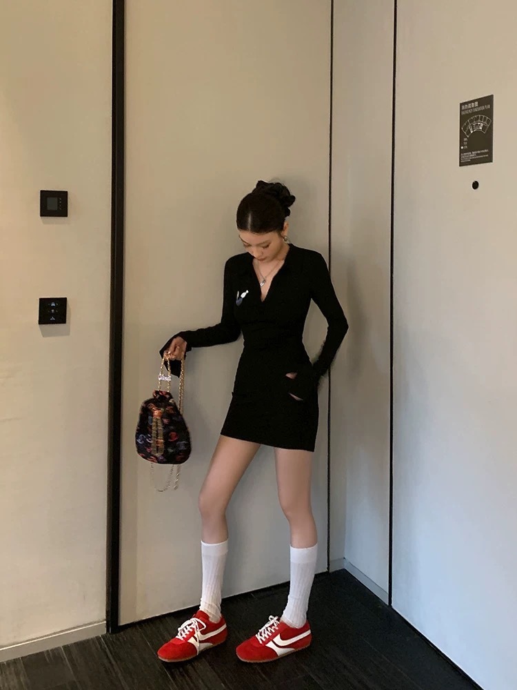 POLO領刷毛休閒小洋裝