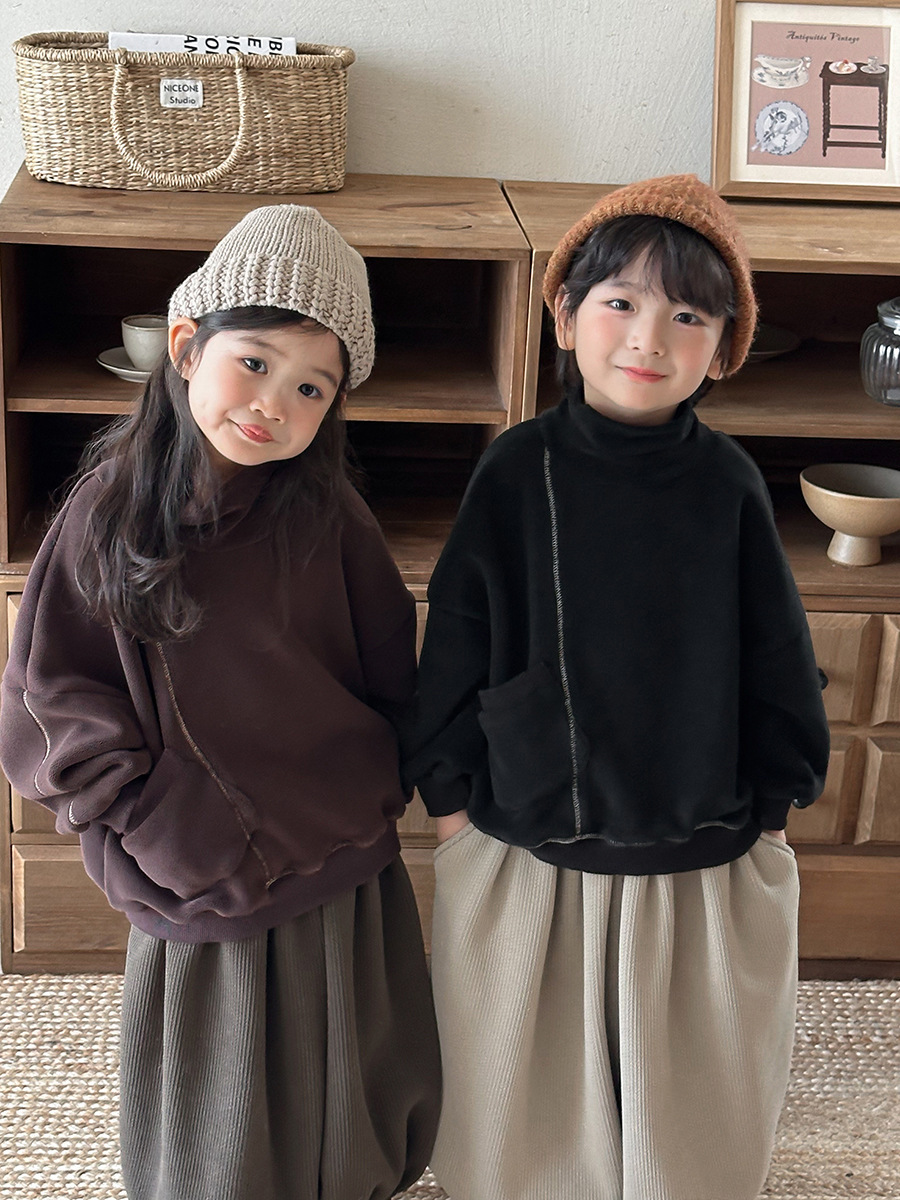 雙面絨高領車線上衣(80-140)