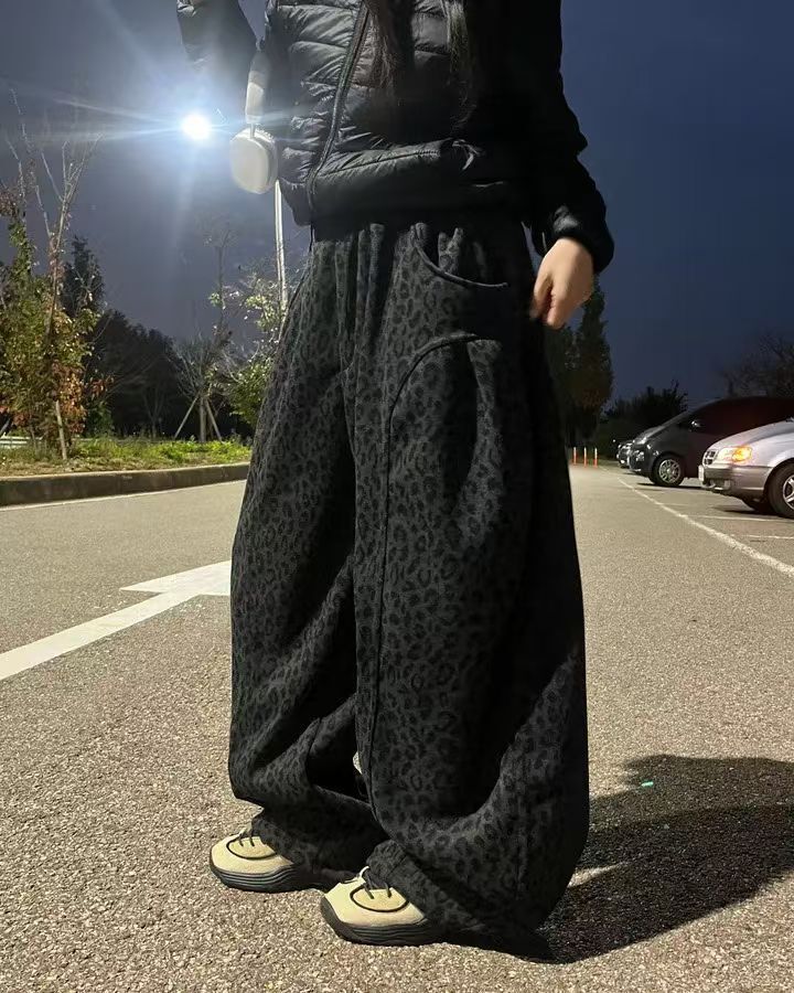 豹紋厚鬆身褲(抓毛底) P3217