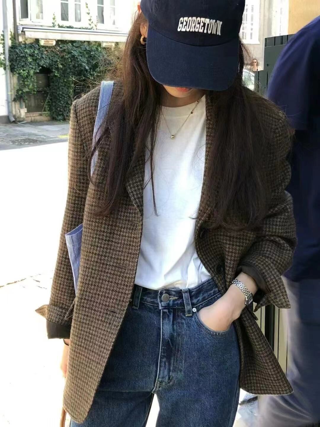 英式復古 千鳥格毛尼西裝外套