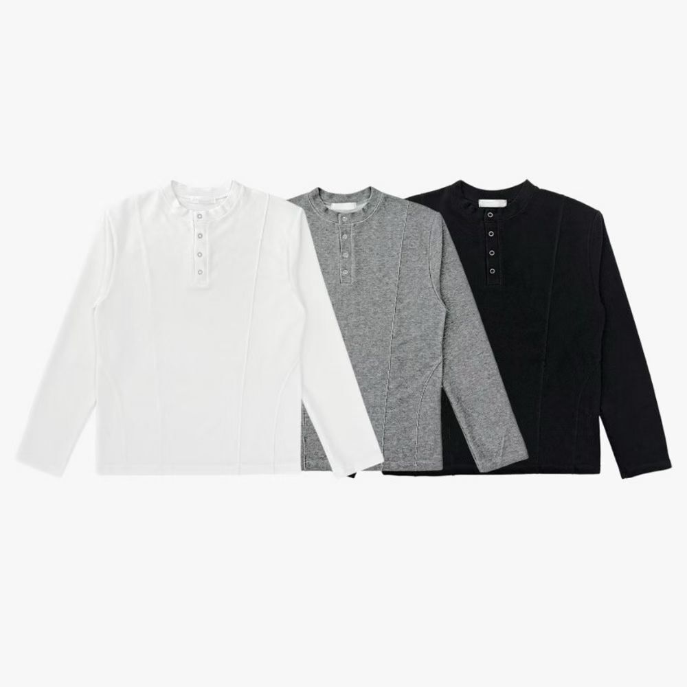 淨色半開胸長袖衫 T5856