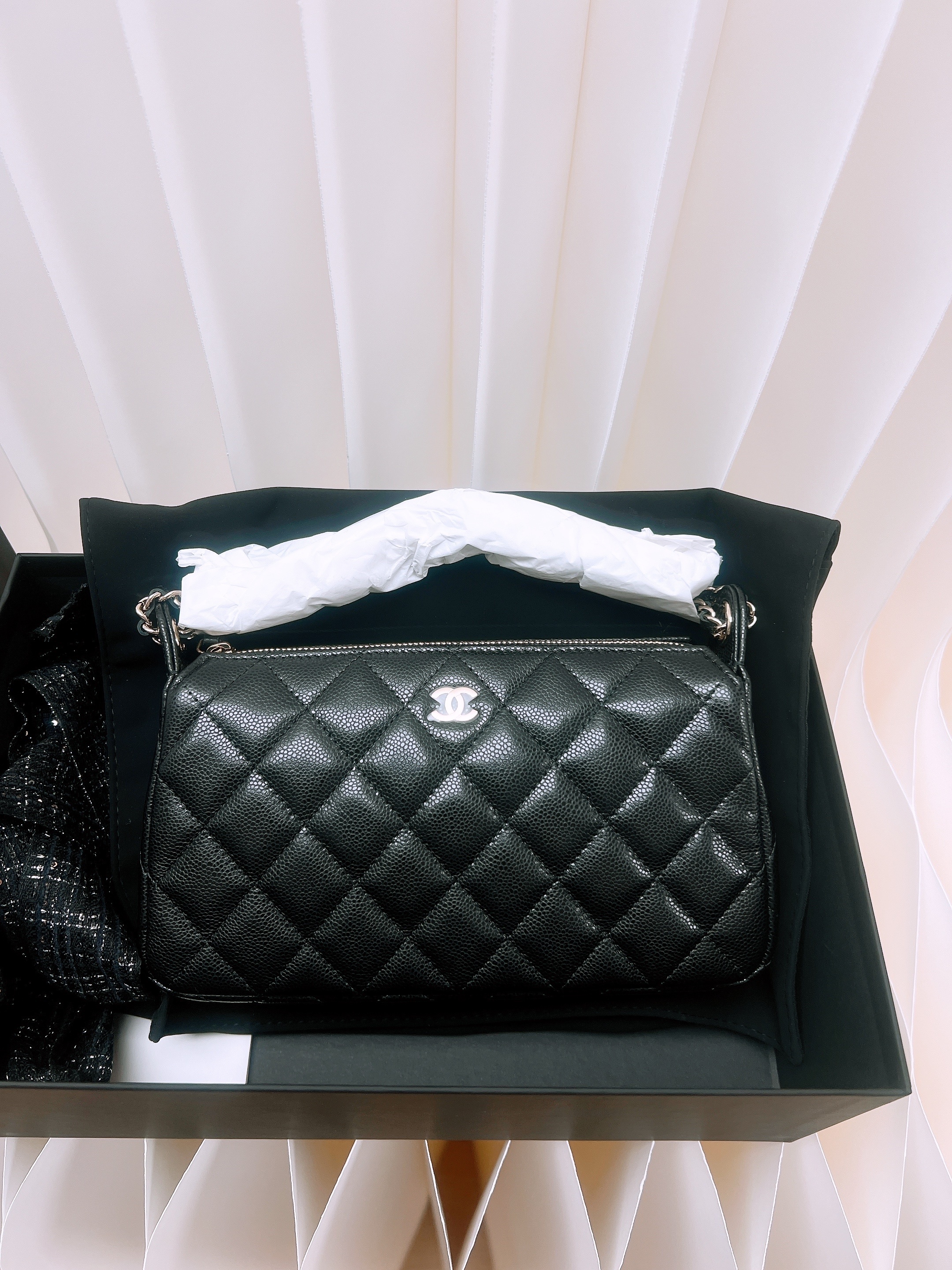 *Brand New* Chanel clutch with chain (black caviar/ GHW) 麻將包/麻雀包