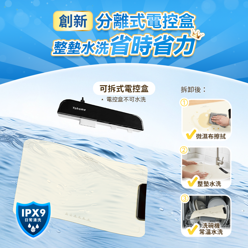 『新品上市』日本Yohome薄柔捲分拆式全墊水洗易潔速熱多用餐伴暖餸墊PRO