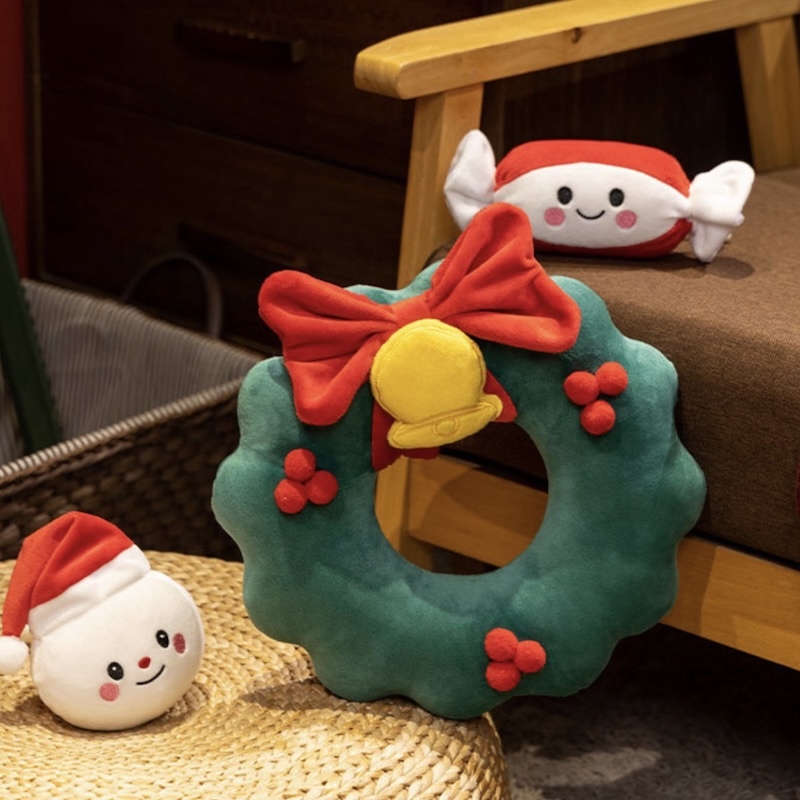 《11304》聖誕節大花圈抱枕30cm