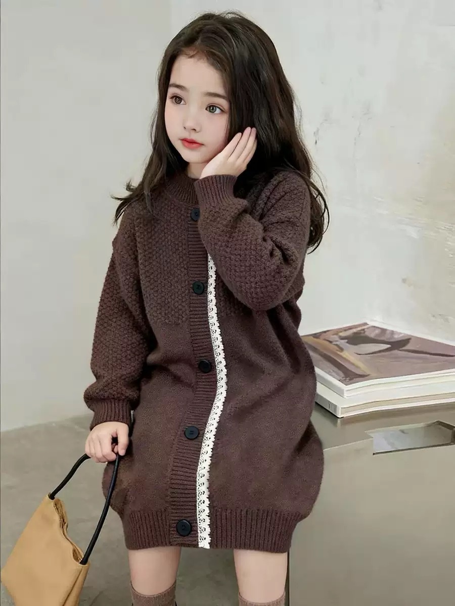 三色奶油邊麻花洋裝