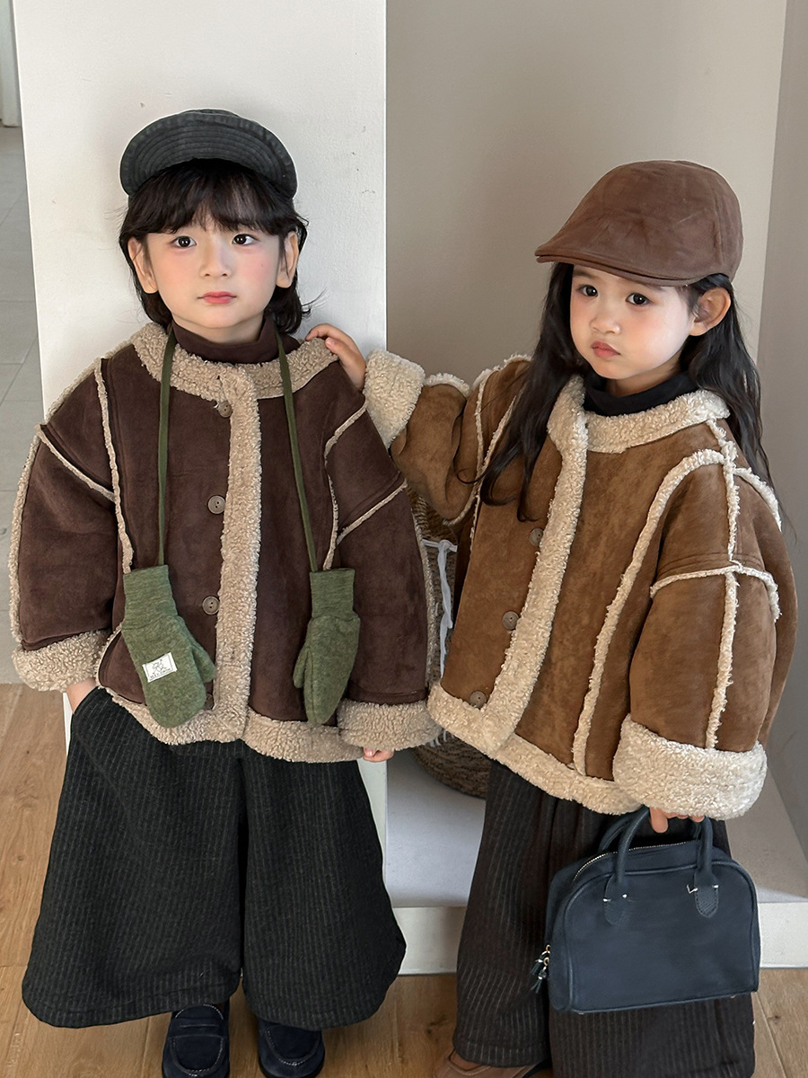 拼接皮毛絨夾克(80-140)