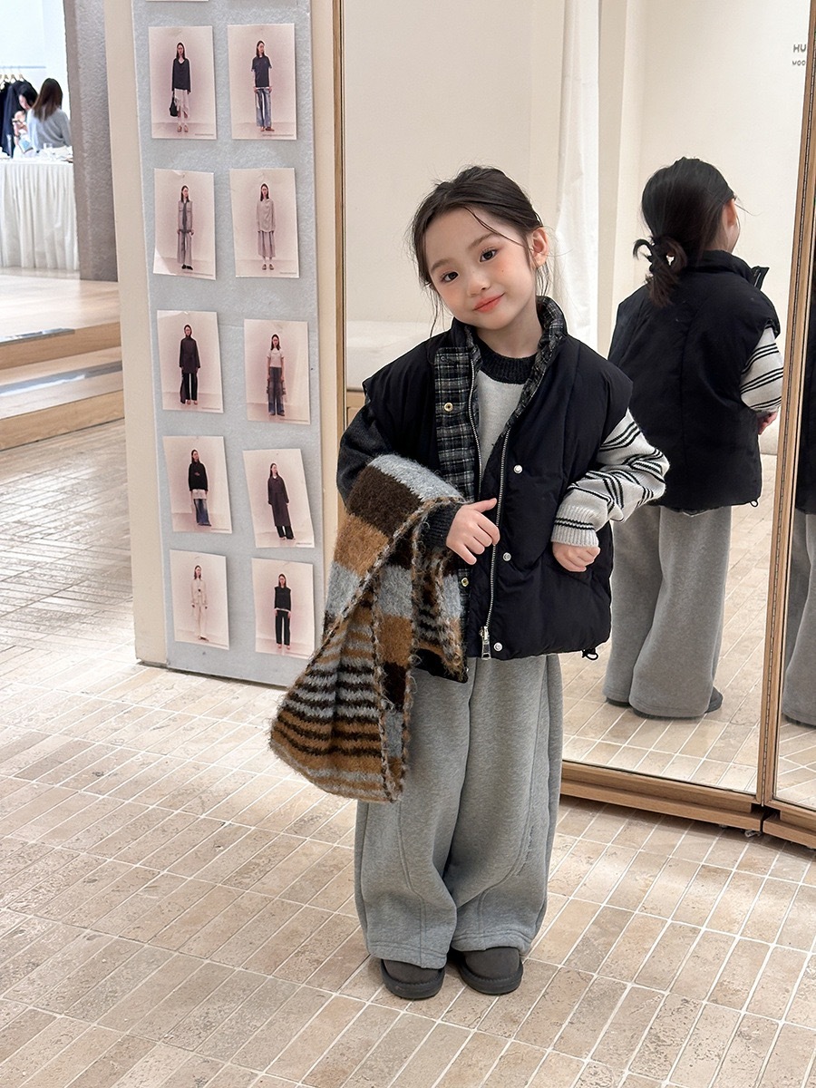 兩色復古格子雙面穿背心