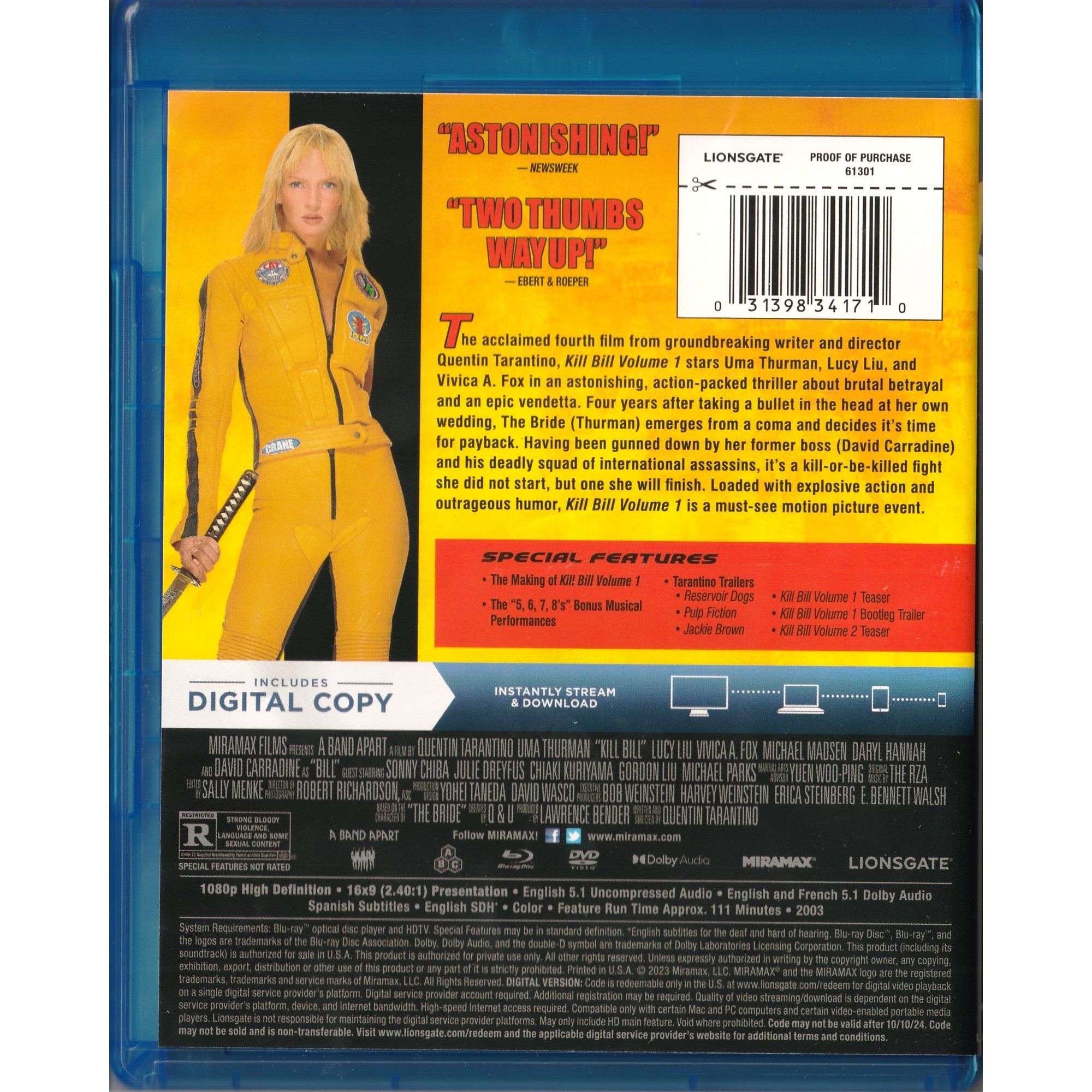 Kill Bill: Volume 1 (2003) (Blu-ray) (US Version)