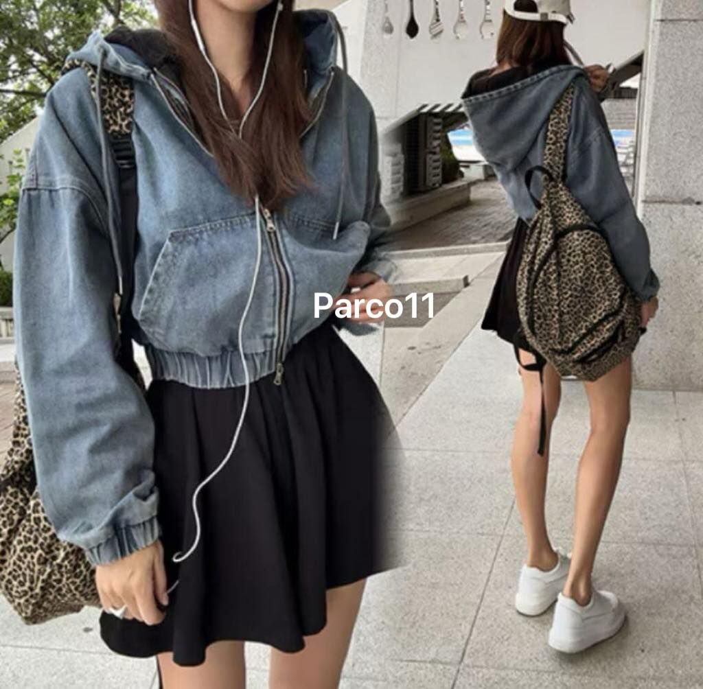 【時髦運動風水洗連帽牛仔外套】（現貨）