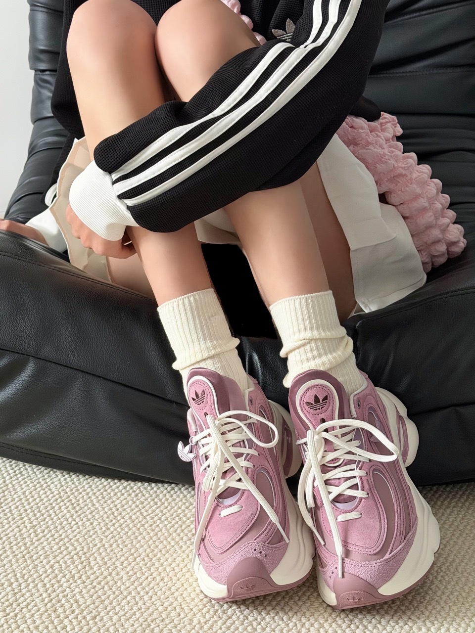 ADIDAS OZVENUZ 莓果粉 粉紫 奶油白 蝴蝶鞋 增高 厚底 宋雨琦同款 女鞋 KI0559 / 預購