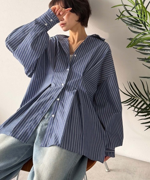 日本🇯🇵連線 Classical Elf 腰身褶袖荷葉邊大長袖襯衫 腰部皺褶 荷葉邊摺袖 襯衫 格子 條紋 寬鬆 7色 (任買兩件711免運)/預購