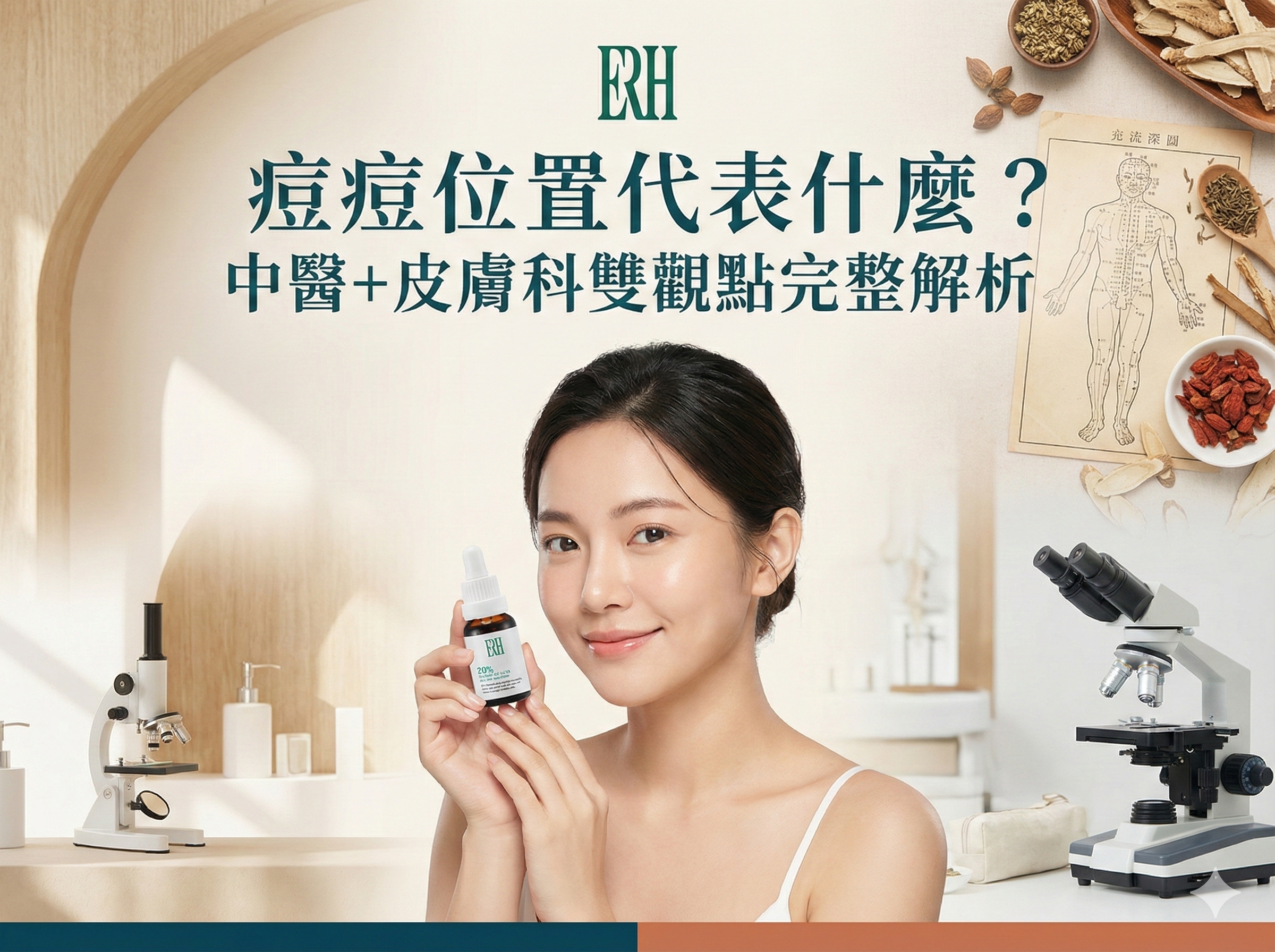 痘痘位置代表什麼？中醫＋皮膚科雙觀點解析長痘原因｜ERH 20% 杏仁酸調理指南