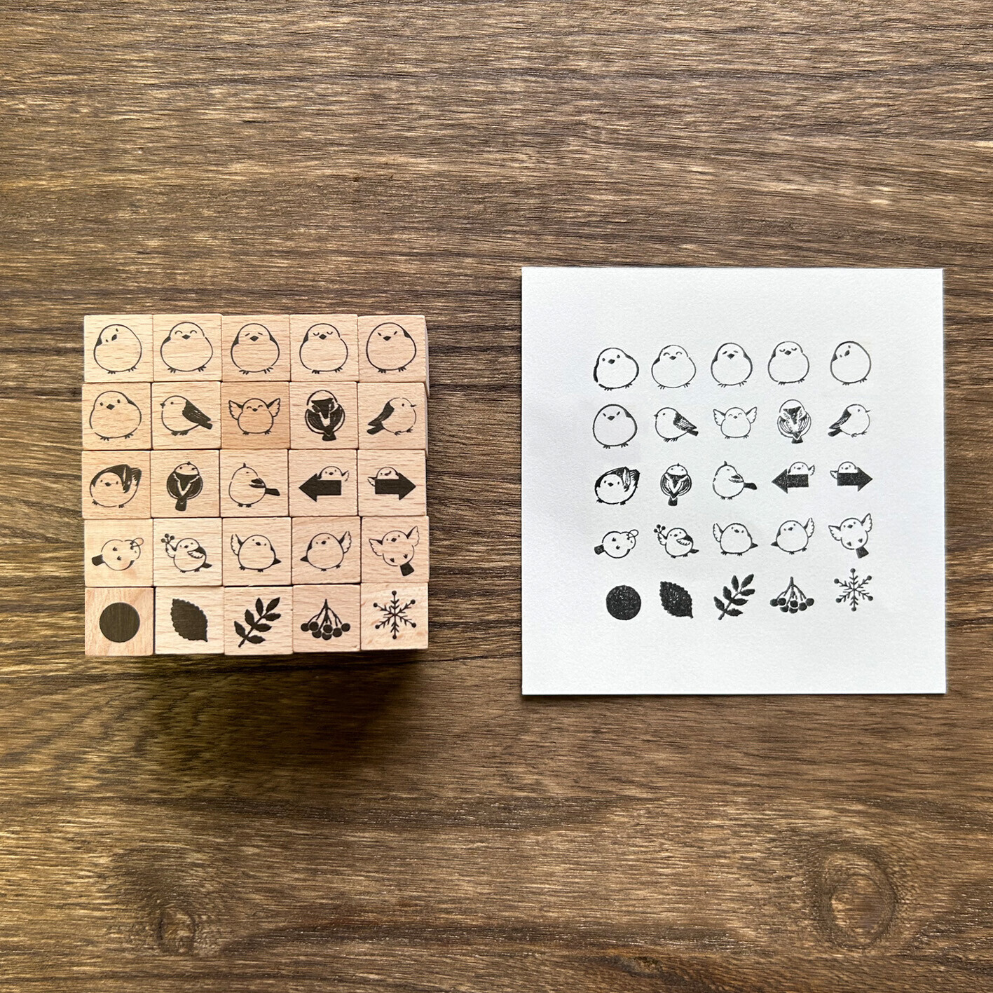 長尾山雀 25入 迷你木製印章｜日本 ARTE