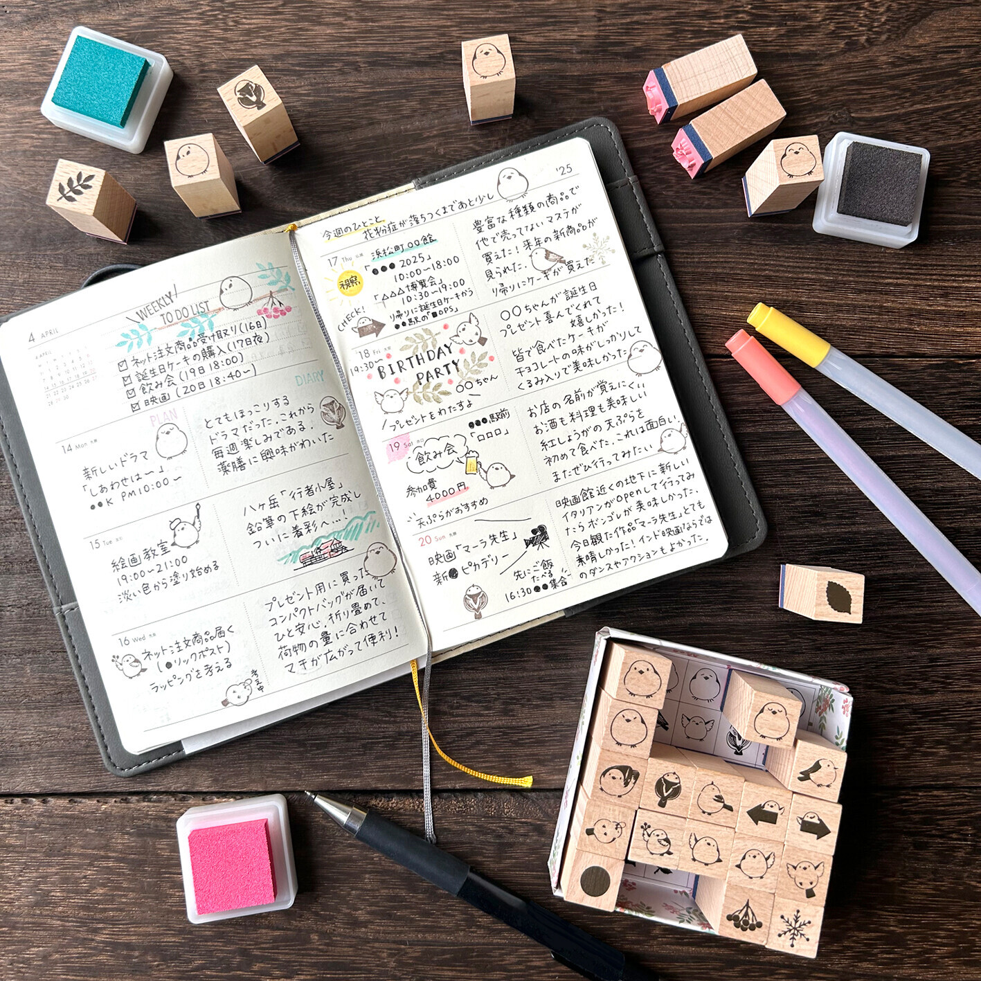 長尾山雀 25入 迷你木製印章｜日本 ARTE