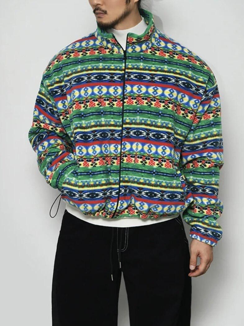 企領民族花拉鍊毛絨外套 LEGIT-074JK