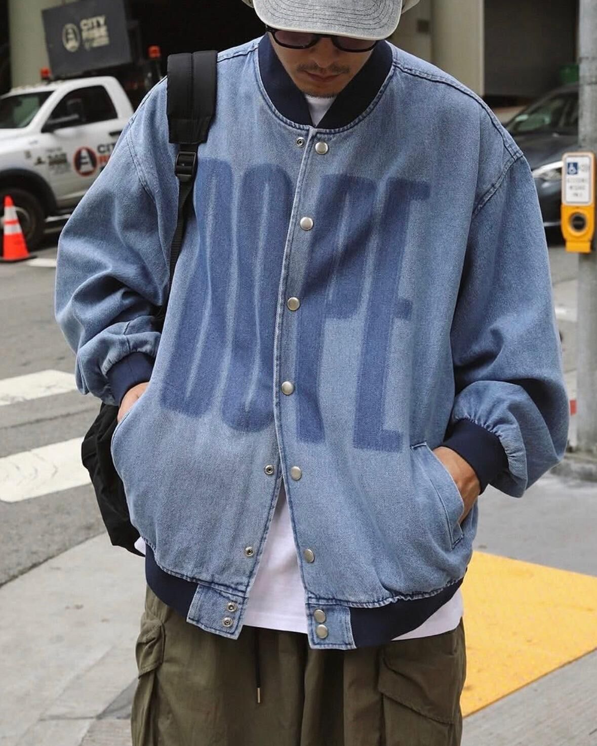 英文字牛仔拉鍊外套 JK2721