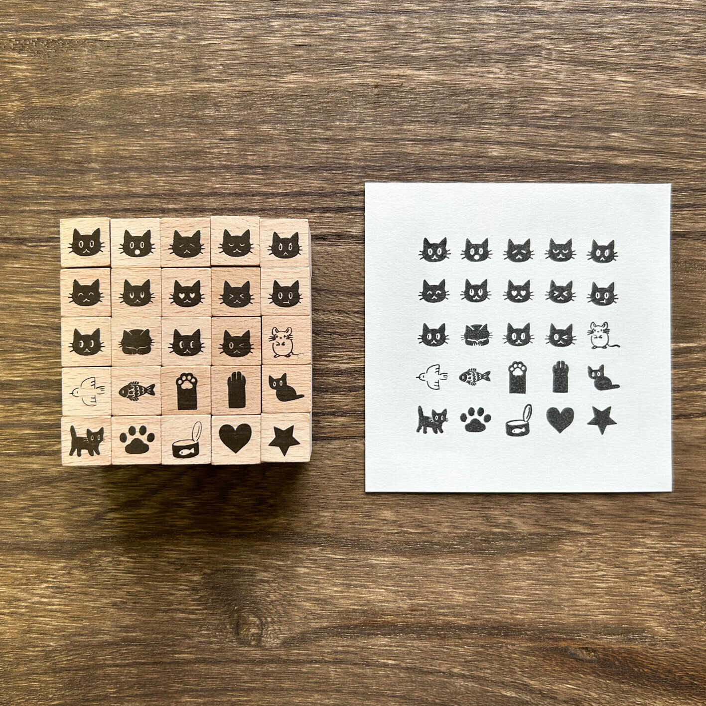 黑貓 25入 迷你木製印章｜日本 ARTE
