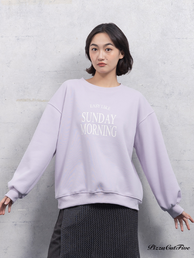 英文印花刷絨衛衣/大學T PizzaCutFive PCF253408083