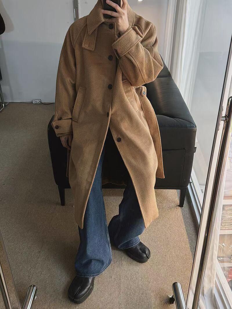 淨色企領開胸長褸 GARMENTS-057JK