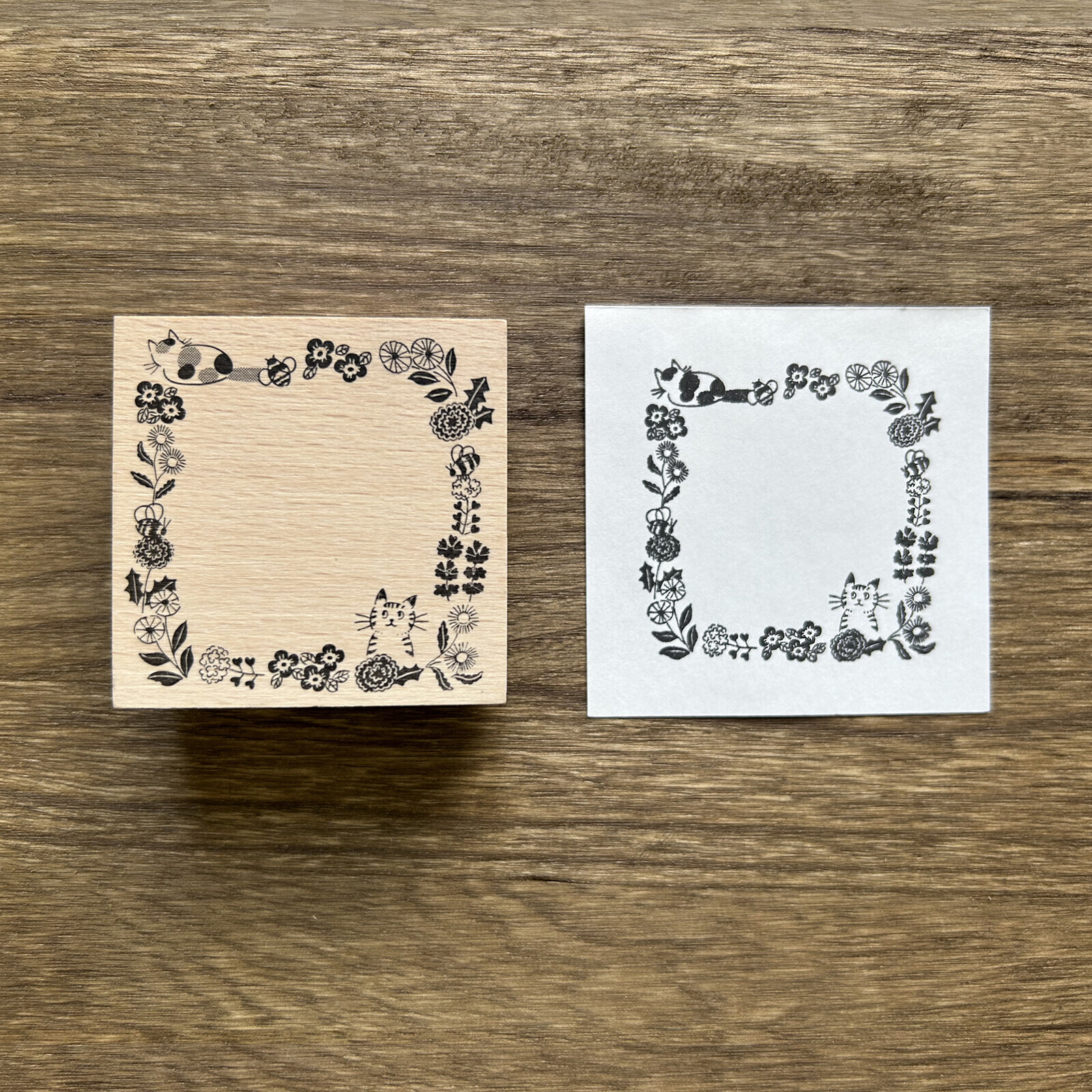 虎斑貓 貓咪 花圈 木製印章｜日本 ARTE