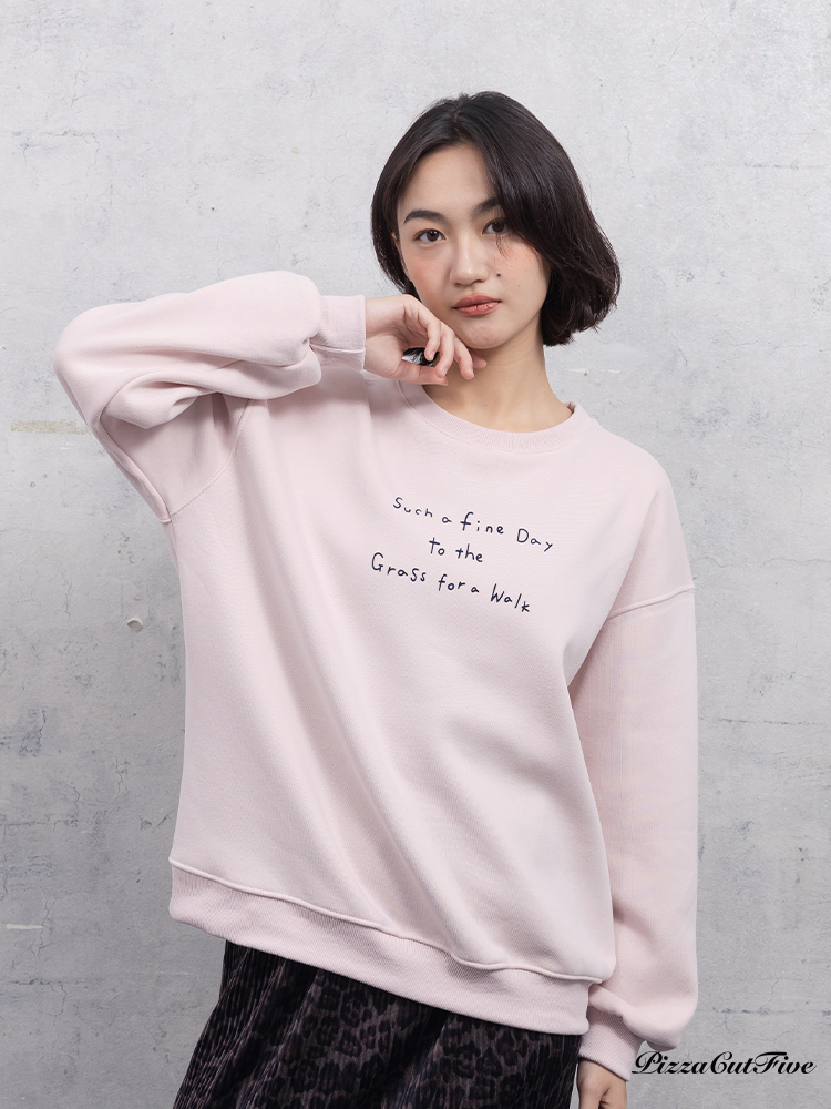 英文印花刷絨衛衣/大學T PizzaCutFive PCF253408084
