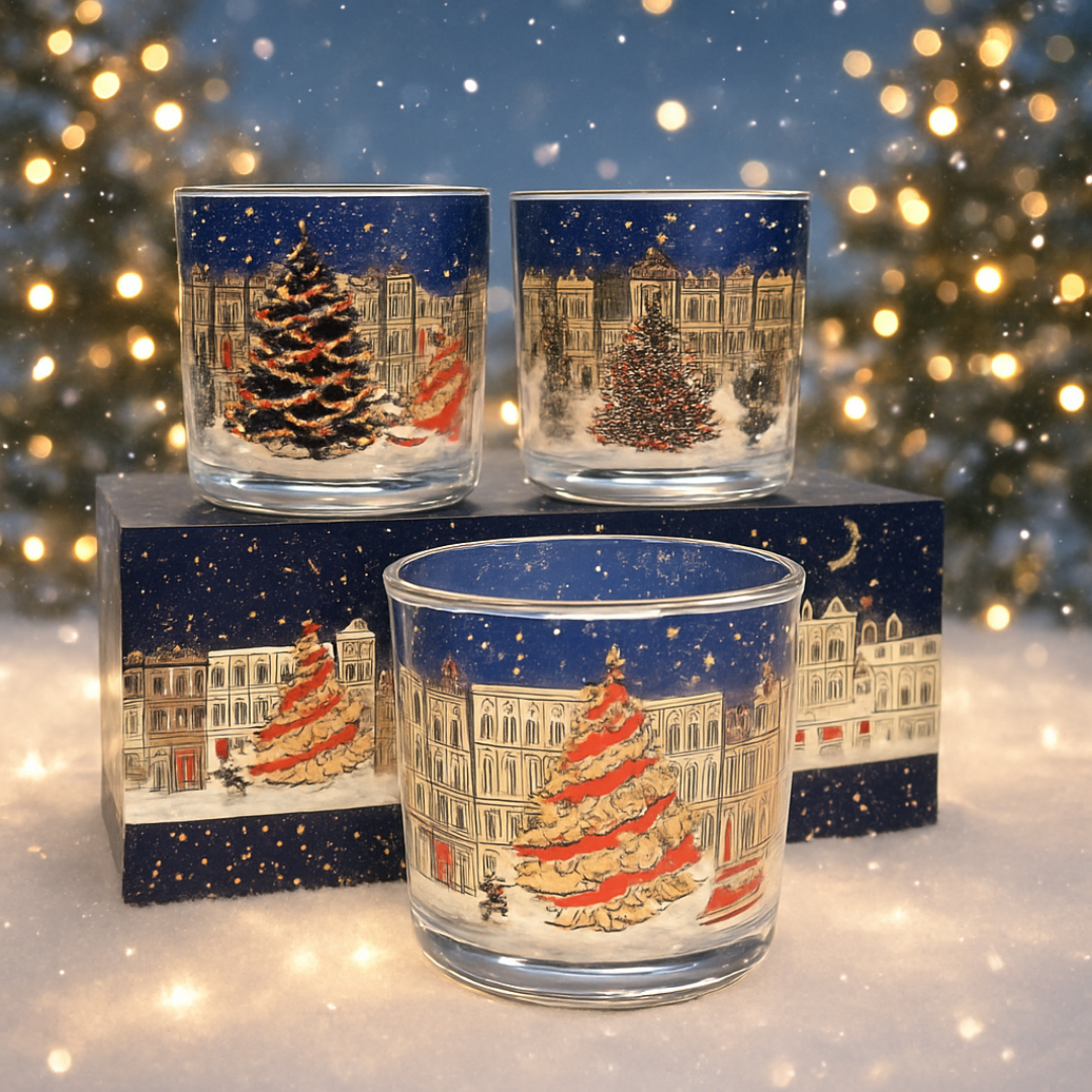 聖誕亮燈香氛玻璃蠟燭杯連禮袋