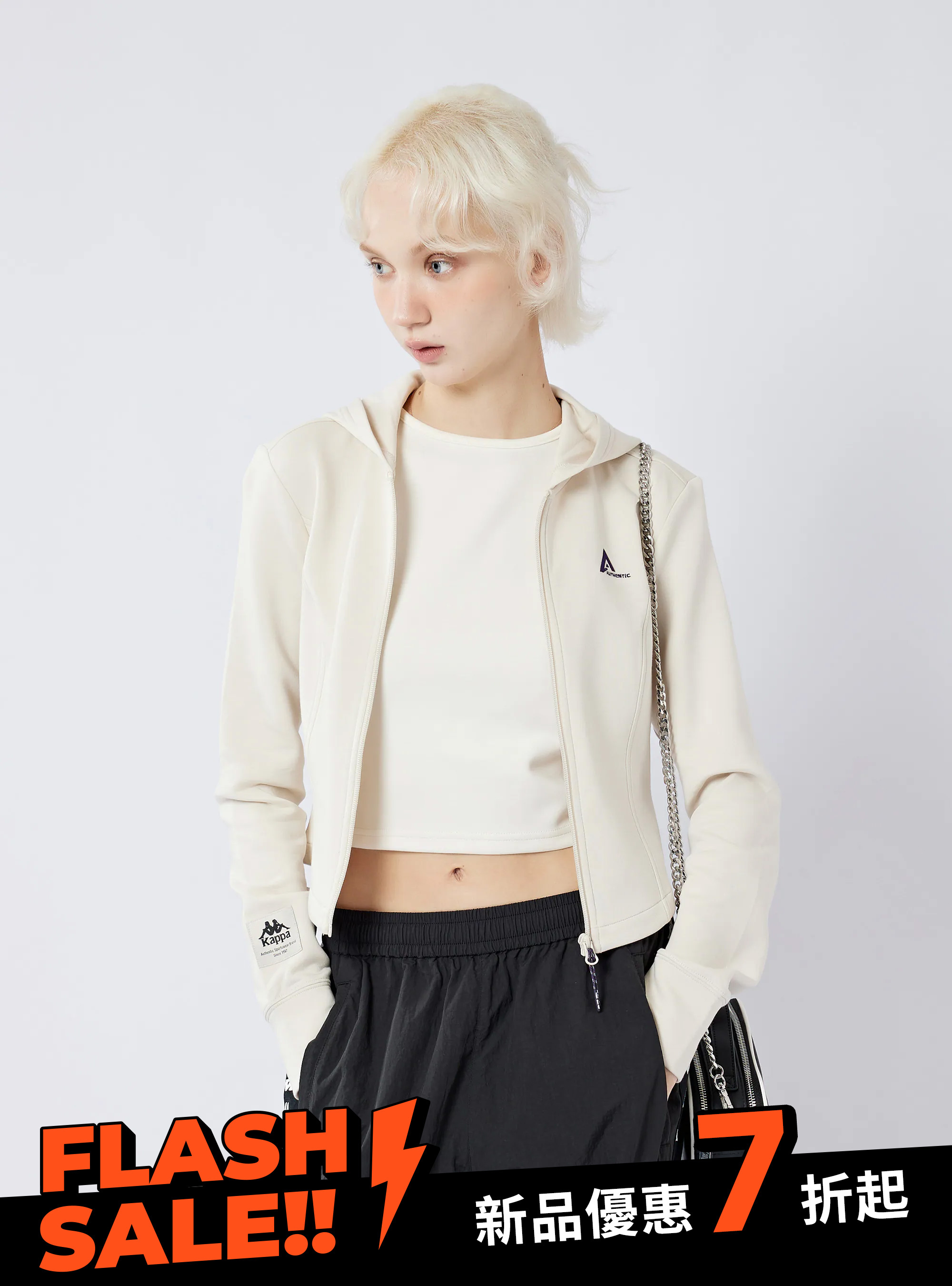 女款 彈力棉短版連帽外套