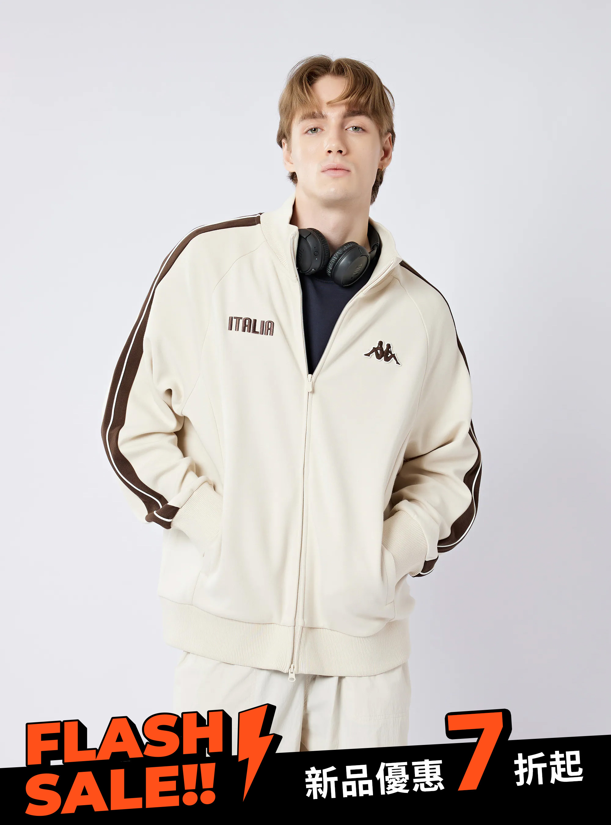 男女適穿 復古滾線運動立領外套