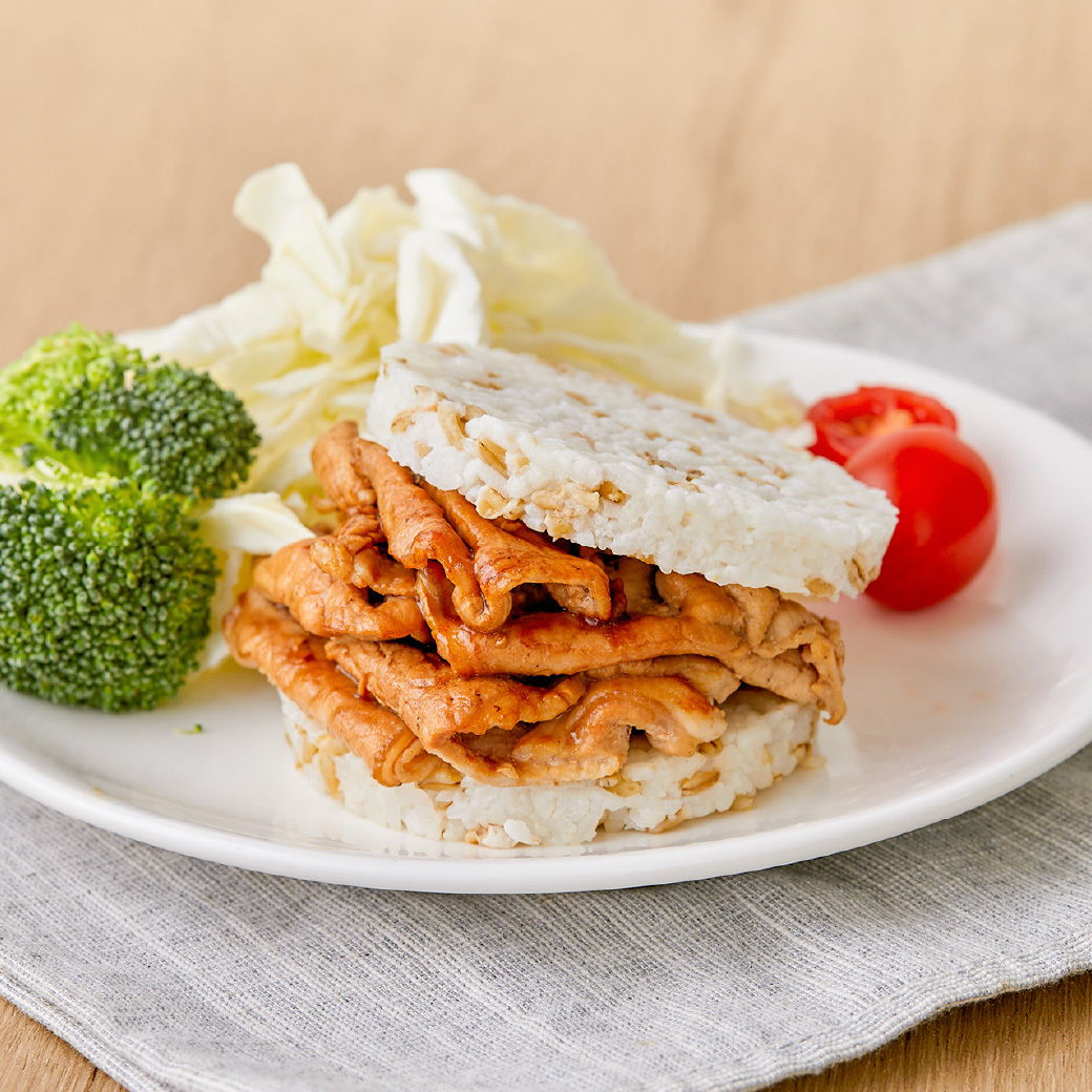 薑燒豚肉燕麥米漢堡