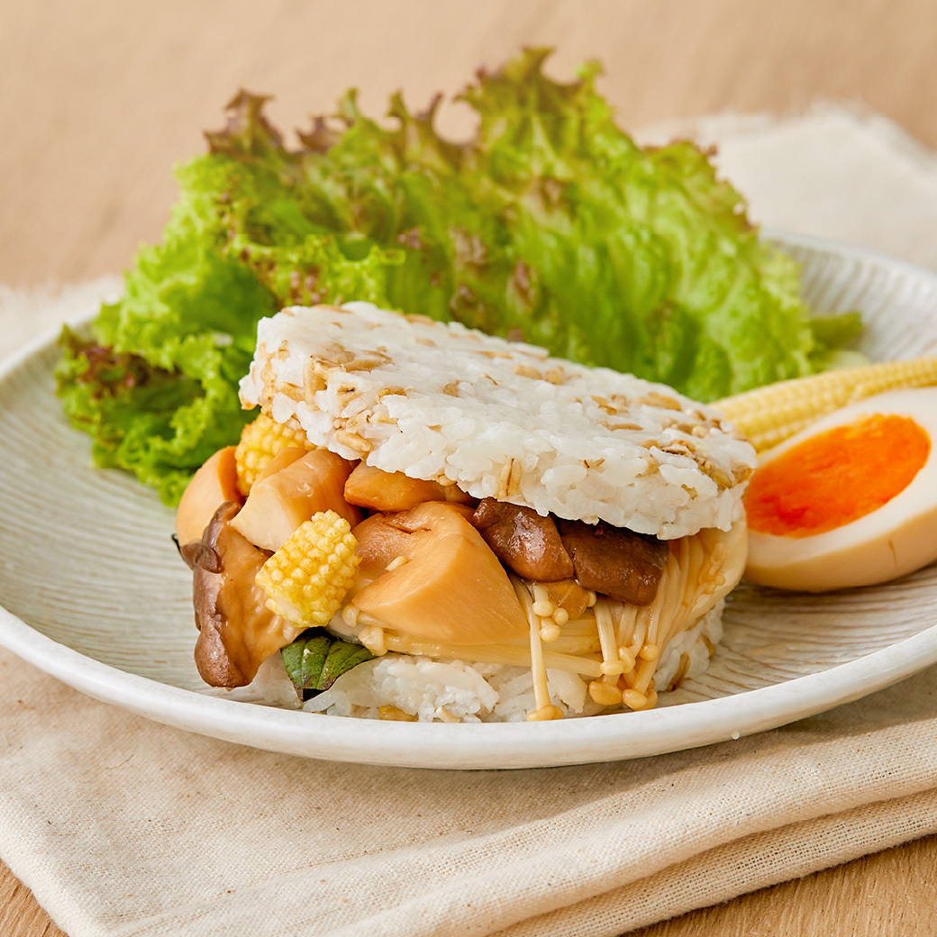 三杯鮮菇燕麥米漢堡