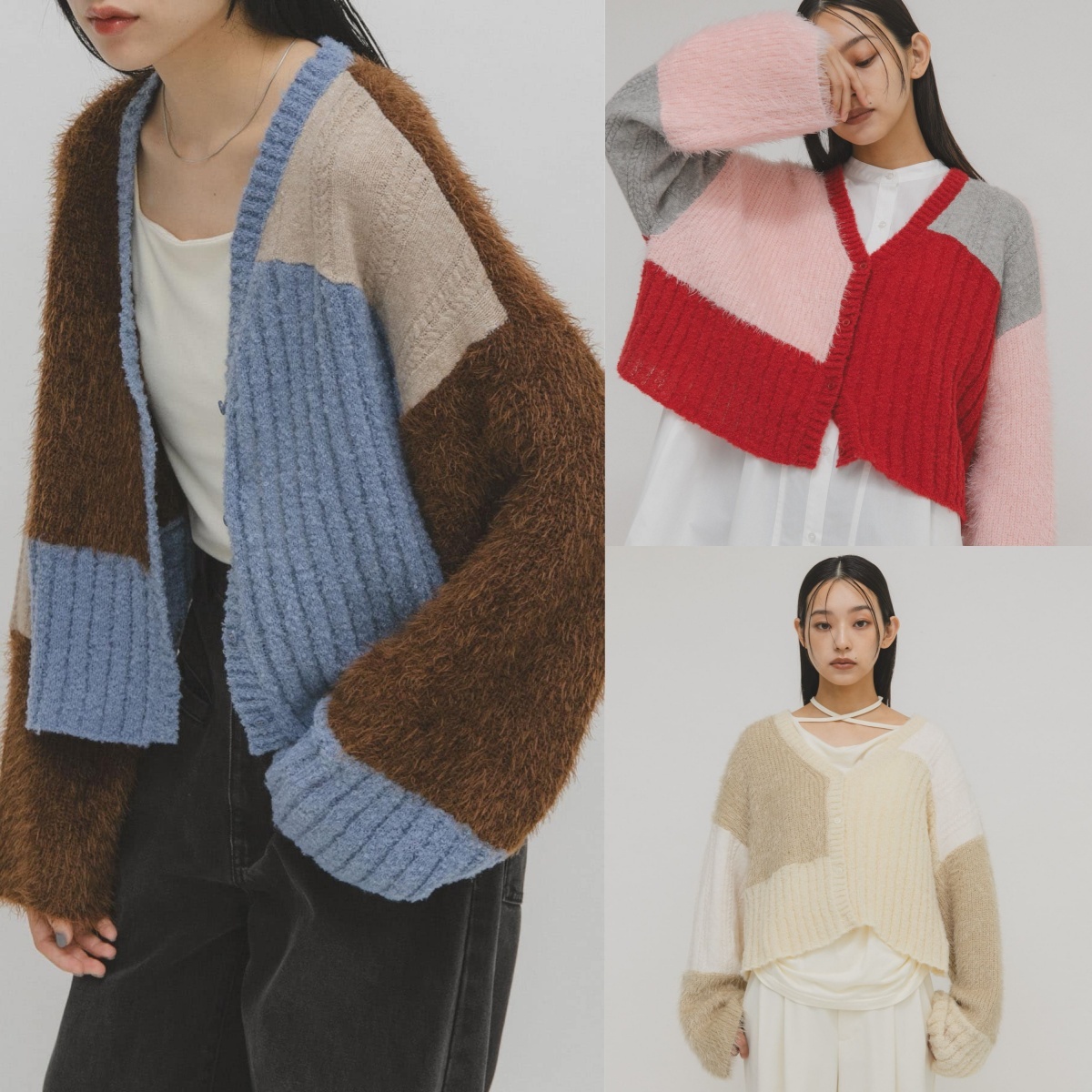 先行特價預購┃日本 KBF 異材質 拼接 針織 開襟衫 毛衣 外套