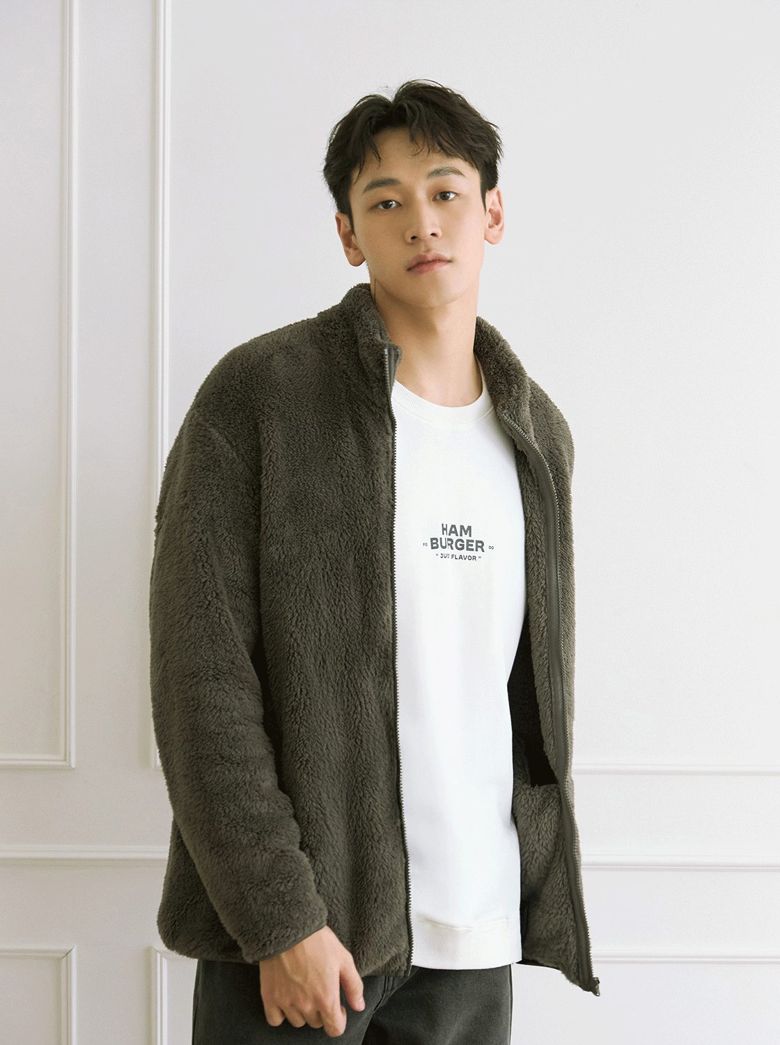 【2件990】【期間限定】輕盈柔軟毛茸茸立領外套