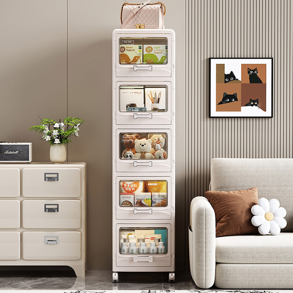 【AOTTO】奶油風28面寬五層折疊收納櫃(AC-221)