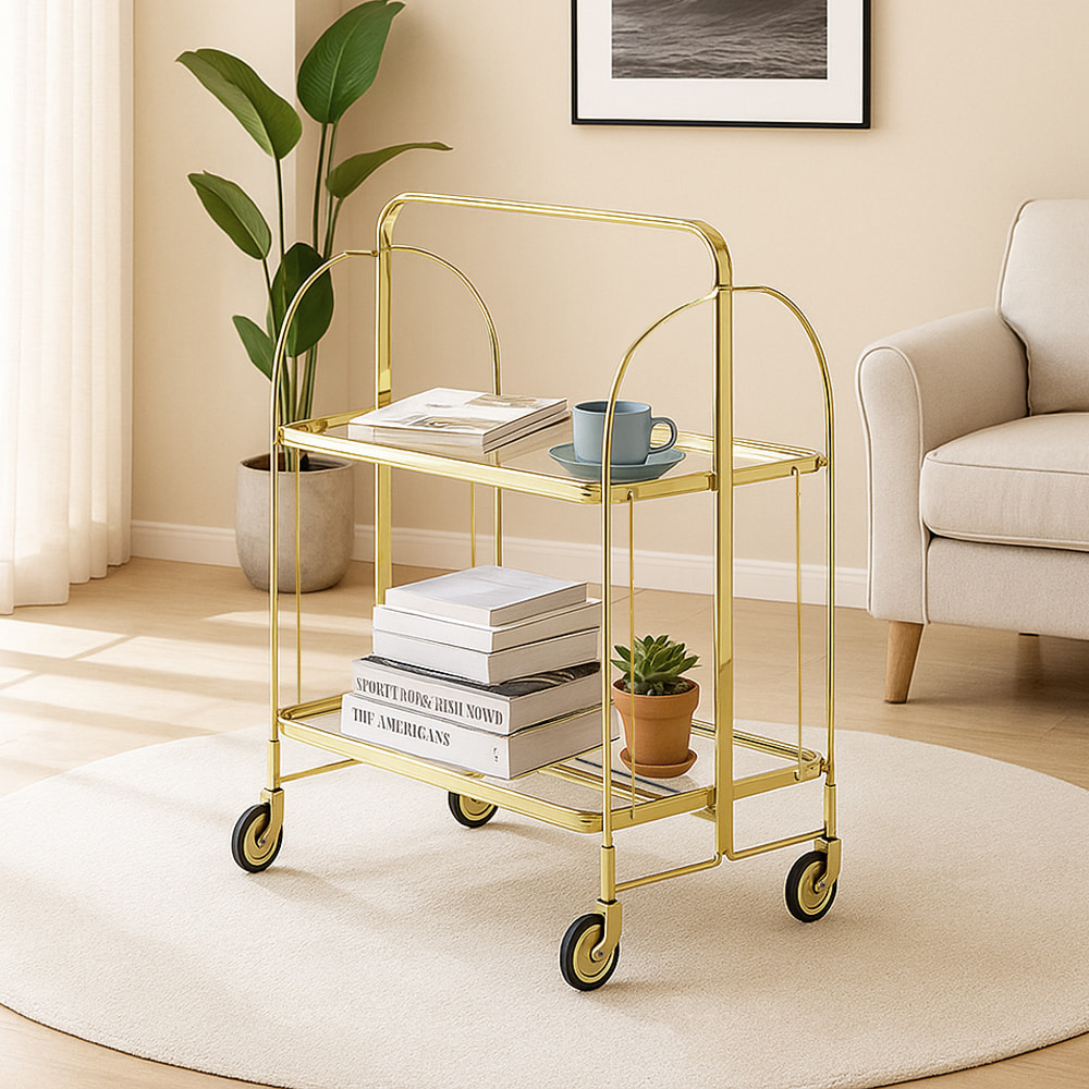 【AOTTO】免組裝輕奢質感折疊置物推車(AS-301)