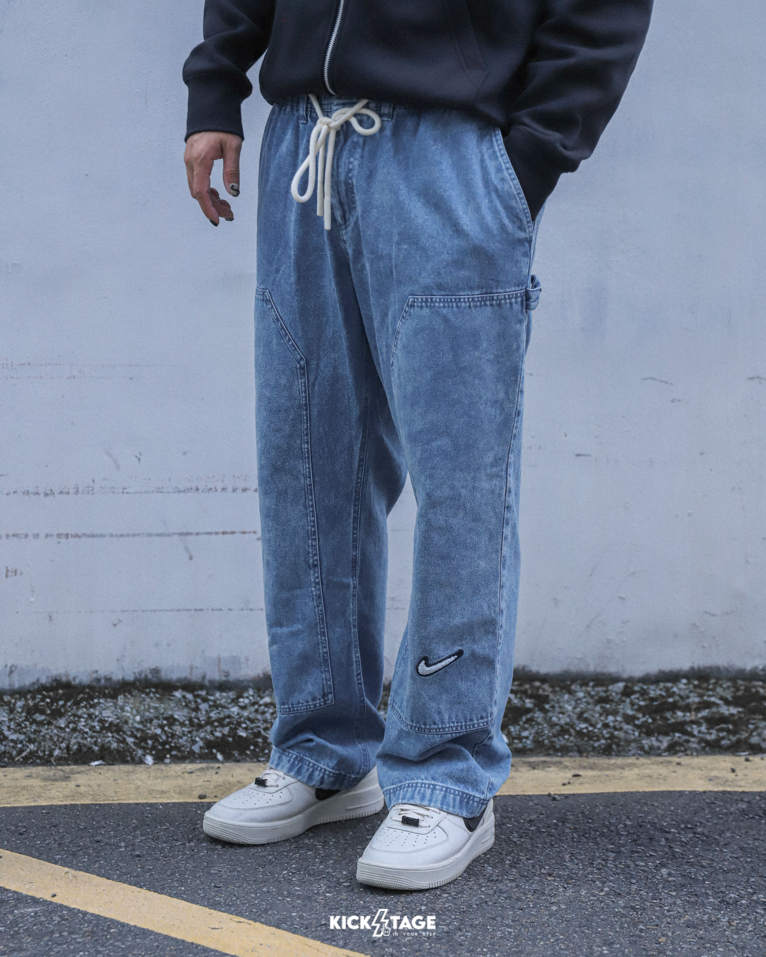 男款 Nike As M Nk Denim Pant Naos 牛仔藍 寬鬆 抽繩 刺繡 立體LOGO 牛仔褲 寬褲 長褲【HV3561-436】NKTF