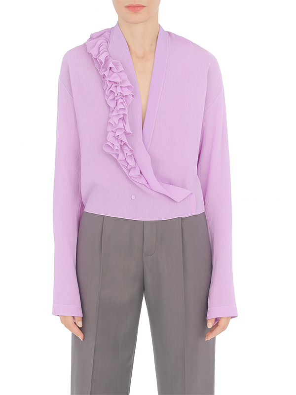 ALBERTA  FERRETTI  立體荷葉雪紡上衣(淺紫)