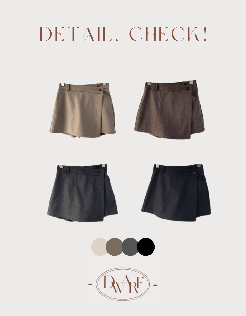 《KR》一片式側扣後雙口袋裙褲