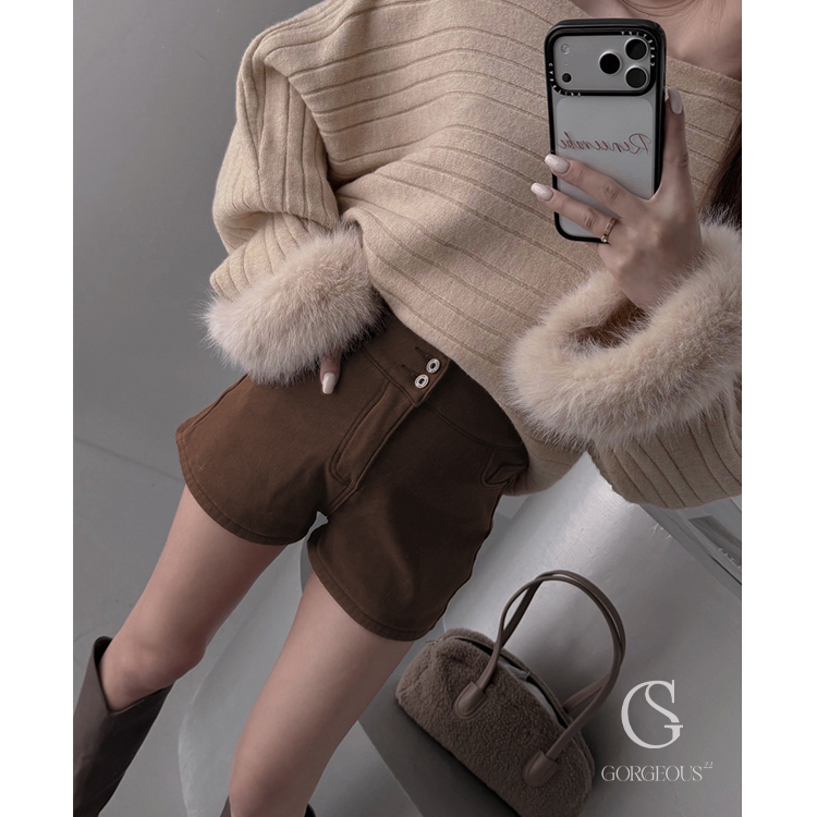 G5201 「銀狐絨保暖牛仔短褲」