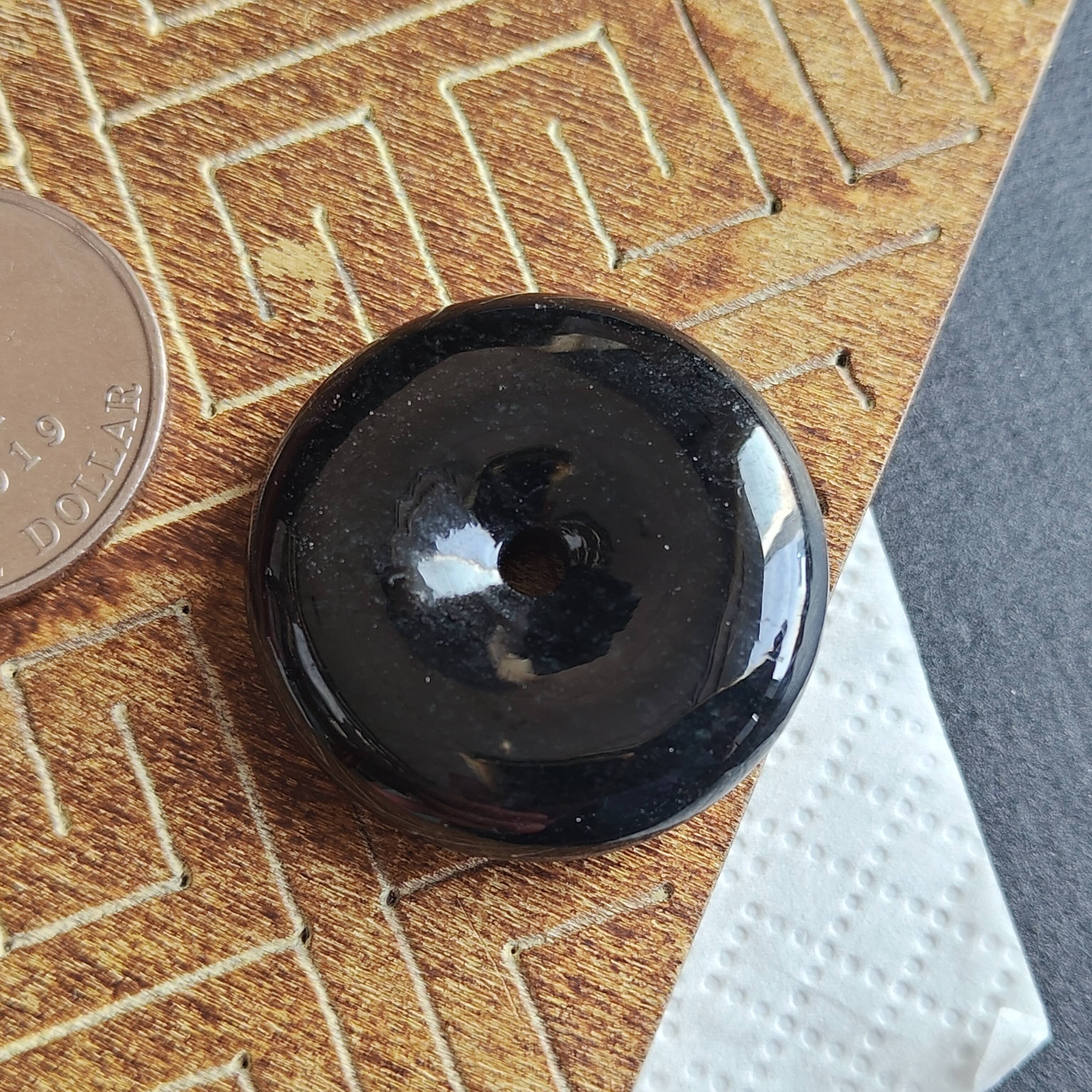 墨翠平安扣 (31mm直徑),天然翡翠A玉, 緬甸玉, Jade, Jadeite