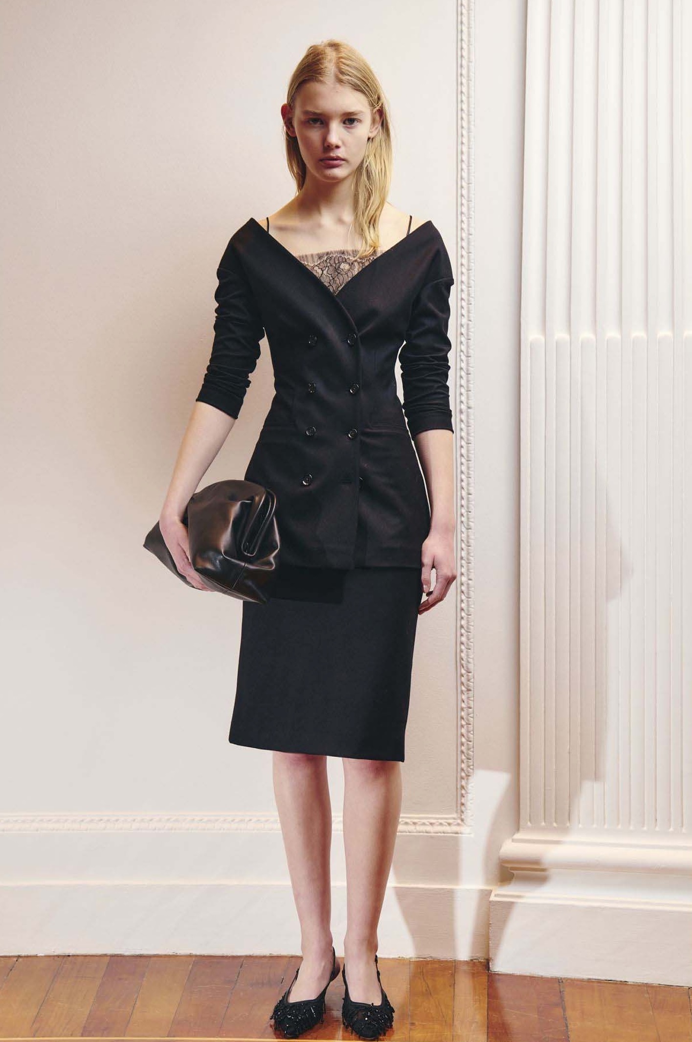 ALBERTA  FERRETTI  細肩帶蕾絲背心(黑)