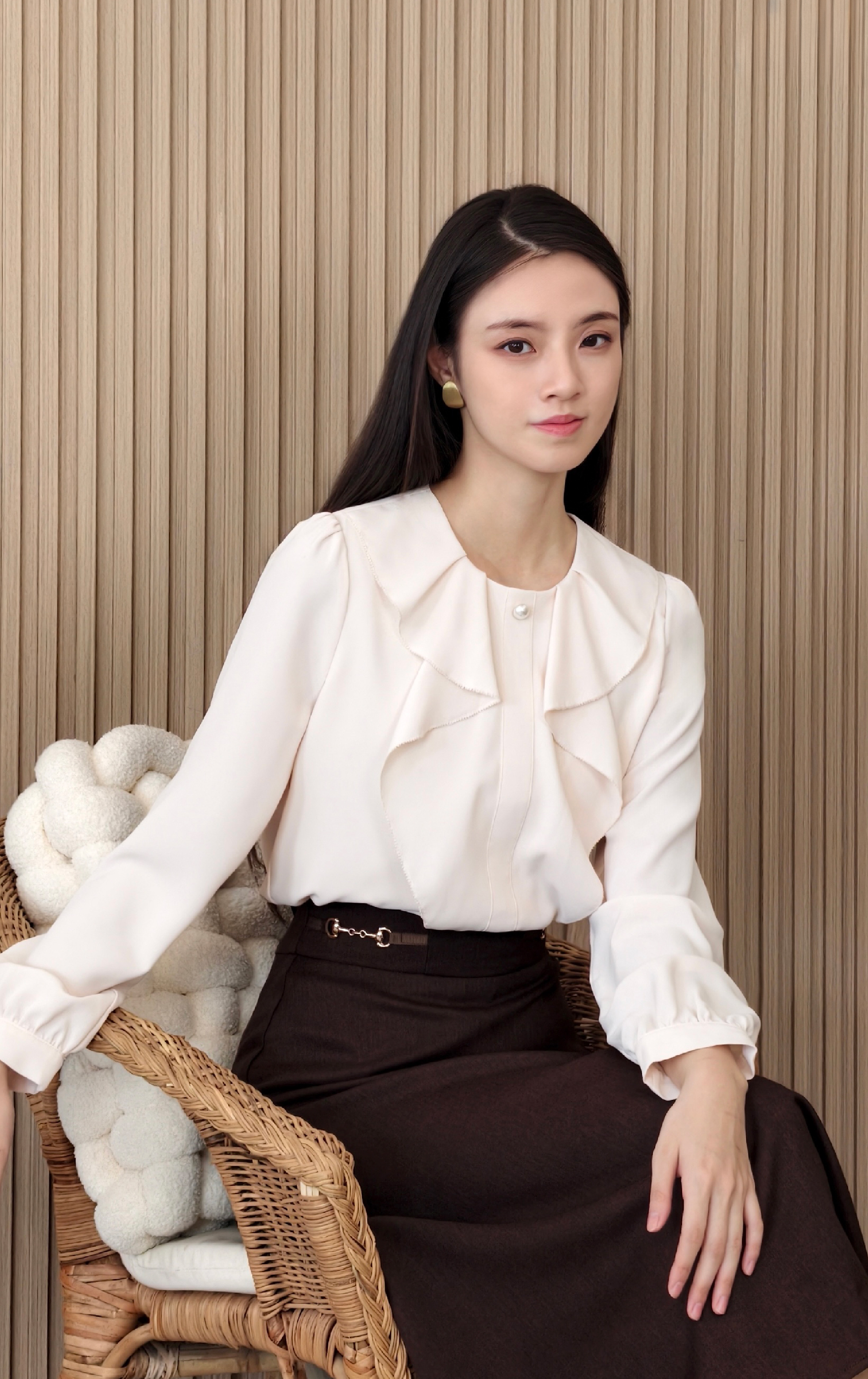 荷葉邊雪紡襯衫 SH272A