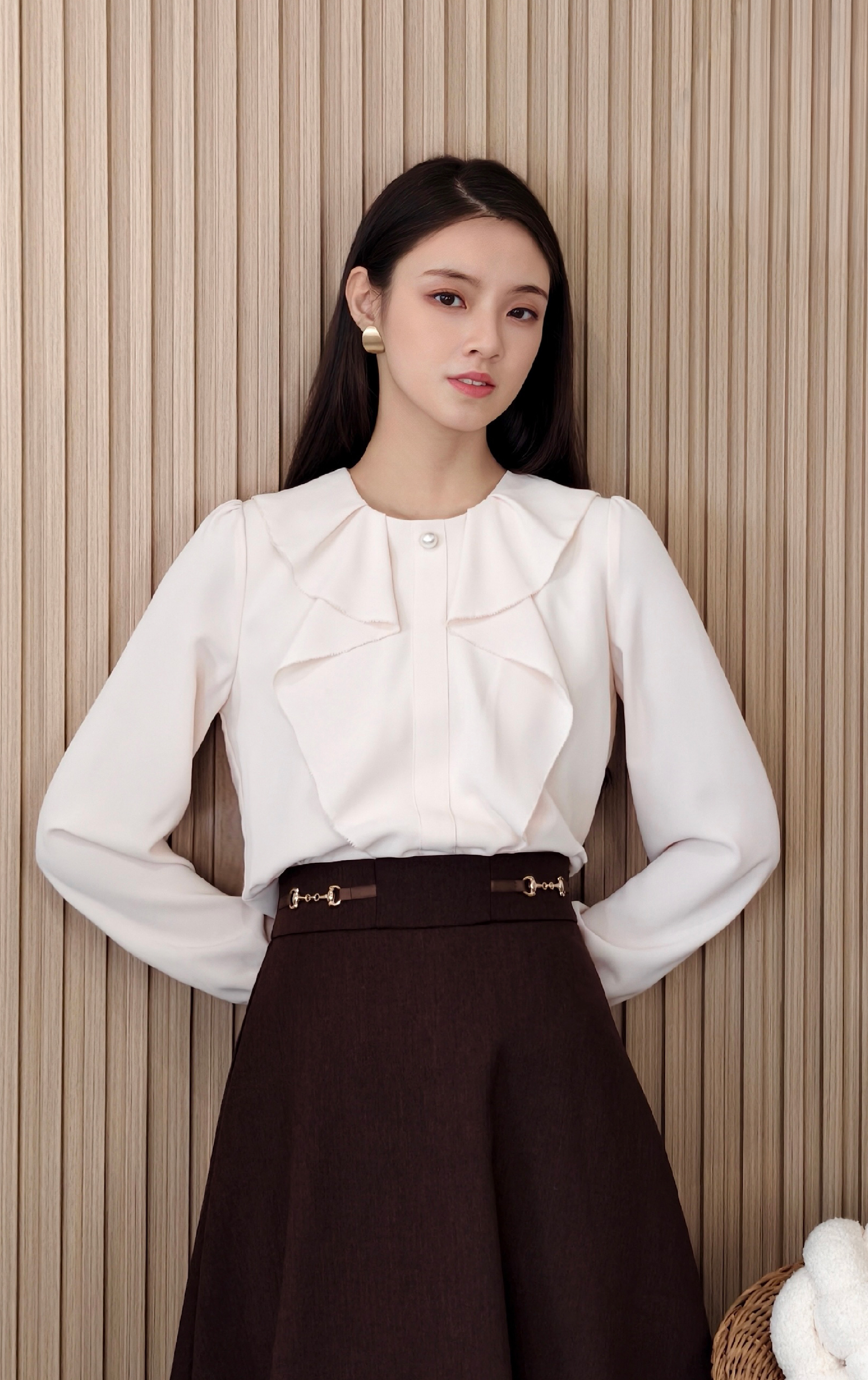 荷葉邊雪紡襯衫 SH272A