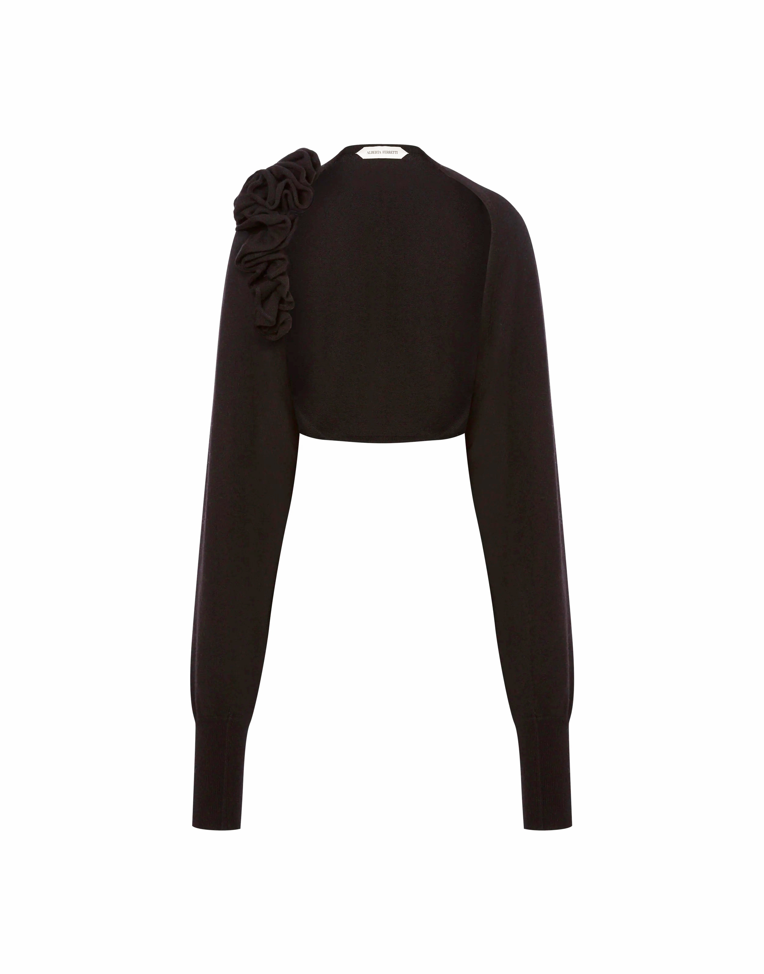 ALBERTA  FERRETTI  立體花多滾邊短披肩(黑)
