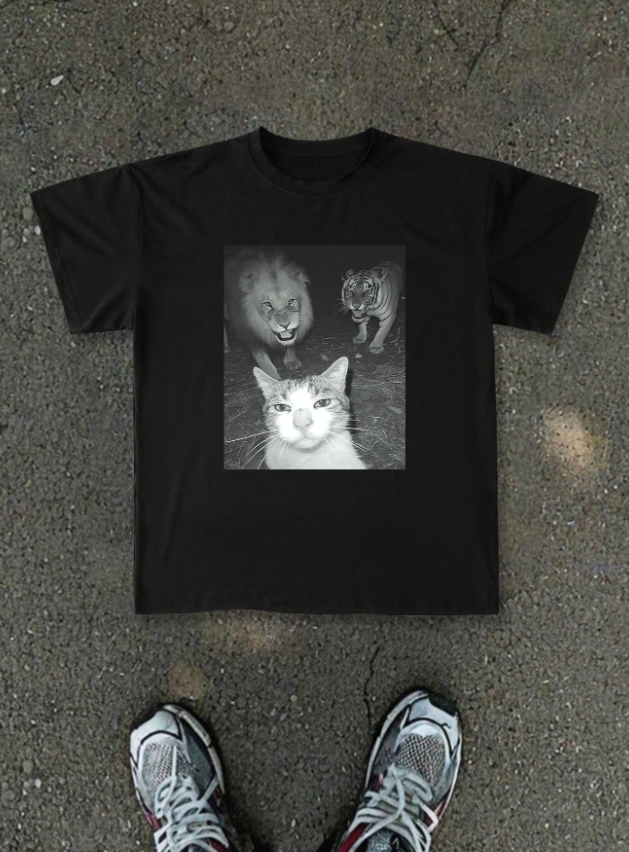 KADMAX大尺碼-大碼男趣味貓咪獅子短袖TEE〈KSMS2668〉