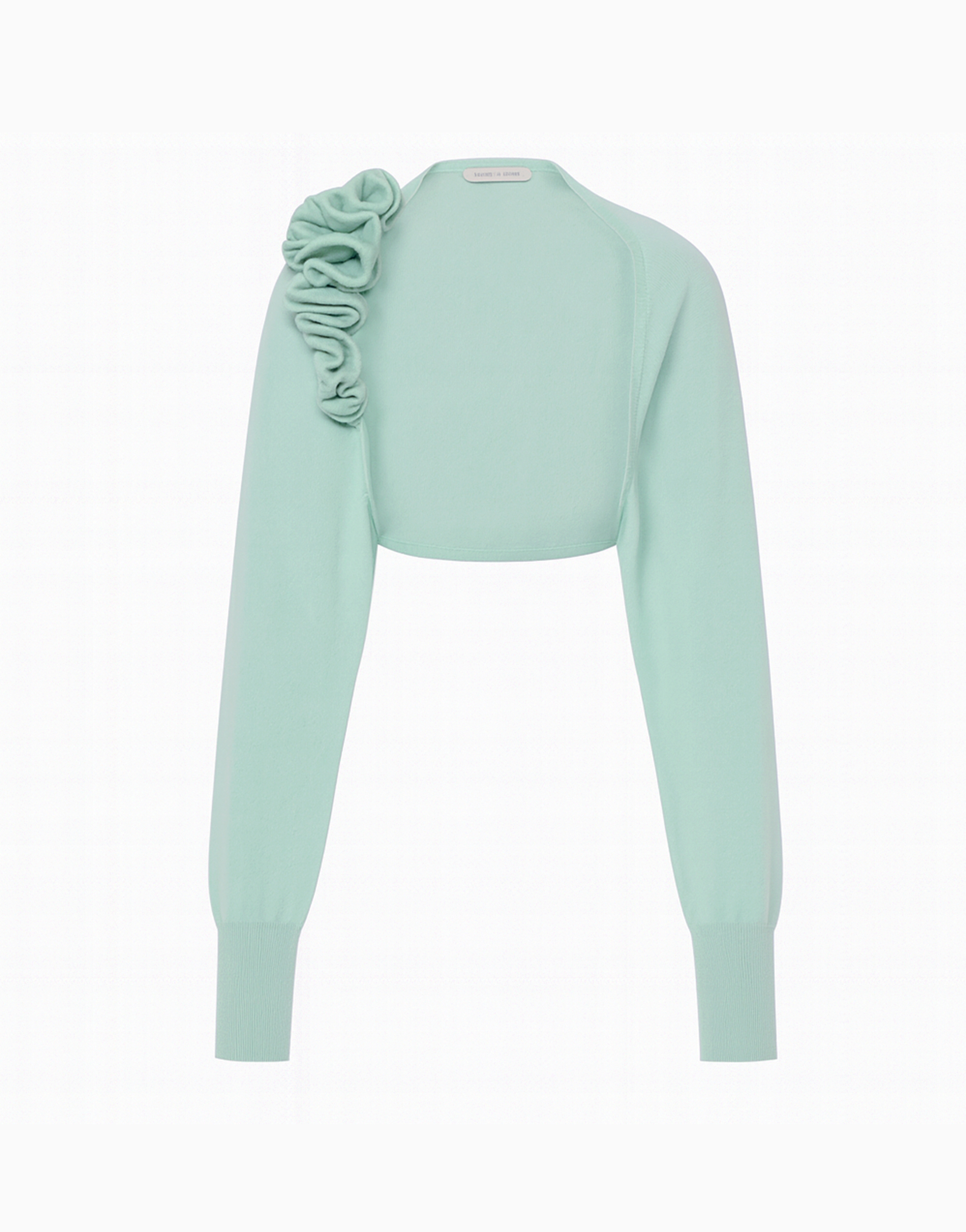 ALBERTA  FERRETTI  立體花多滾邊短披肩(灰綠)