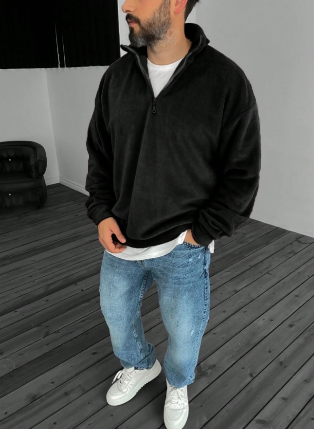 KADMAX大尺碼-大碼男純色抓絨質感大學TEE〈KSMS2670〉